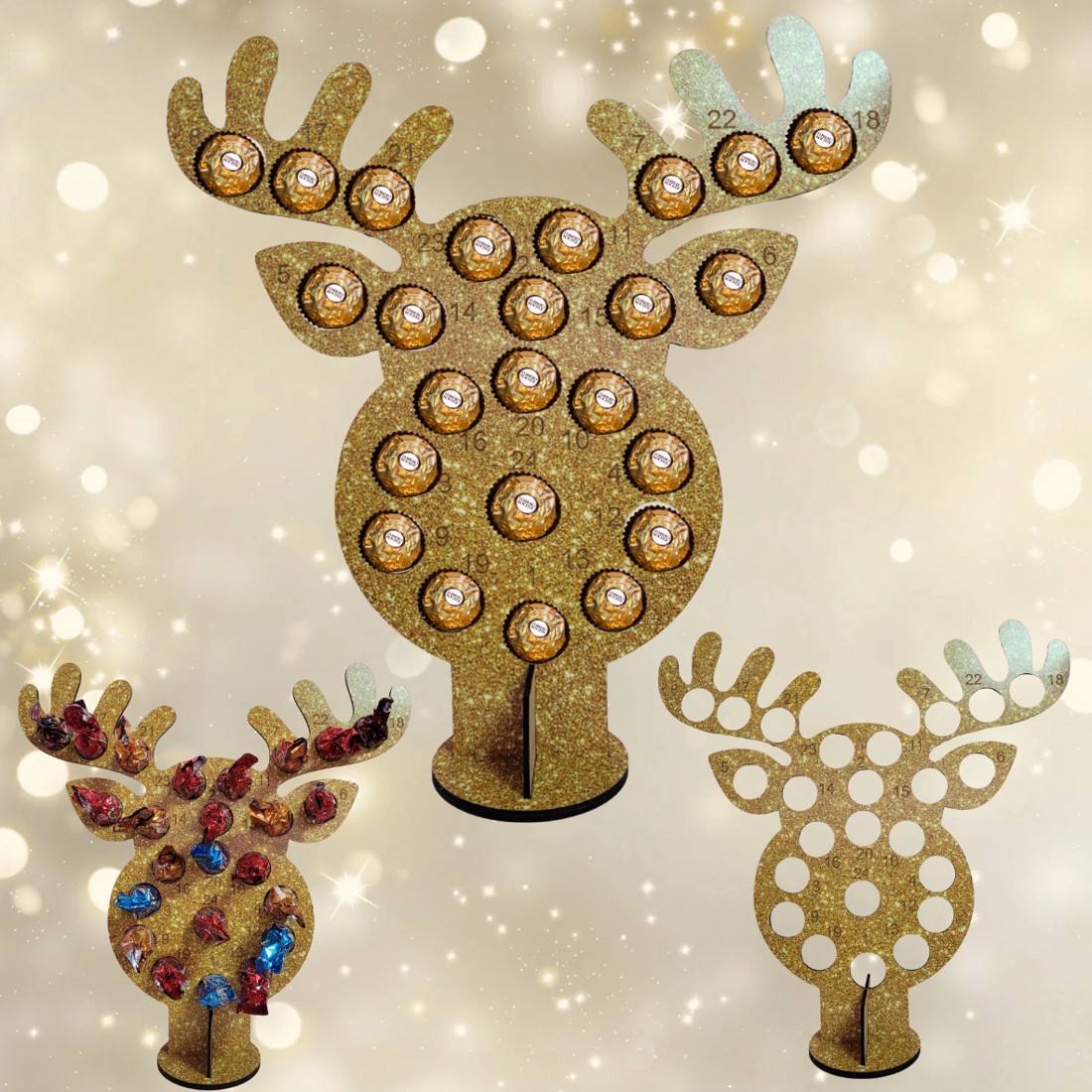 Calendar de advent de ciocolată cu reni - crăciun - decorațiuni de advent - calendar de advent - Artynos.ro