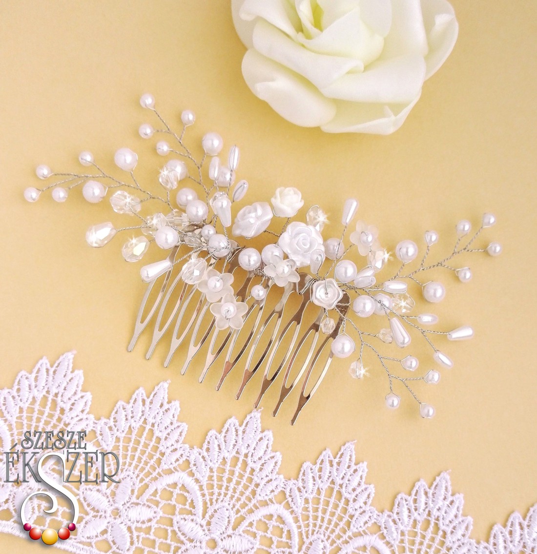 Ornament de păr cu flori mici - accesorii nuntă - ornamente de păr de nuntă - ornamente de păr mireasă - Artynos.ro