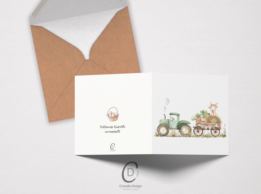 Carte poștală de Paște, felicitare tractor, felicitare cadou iepuraș - - Artynos.ro Carte poștală de Paște, felicitare tractor, felicitare cadou iepuraș - - Artynos.ro