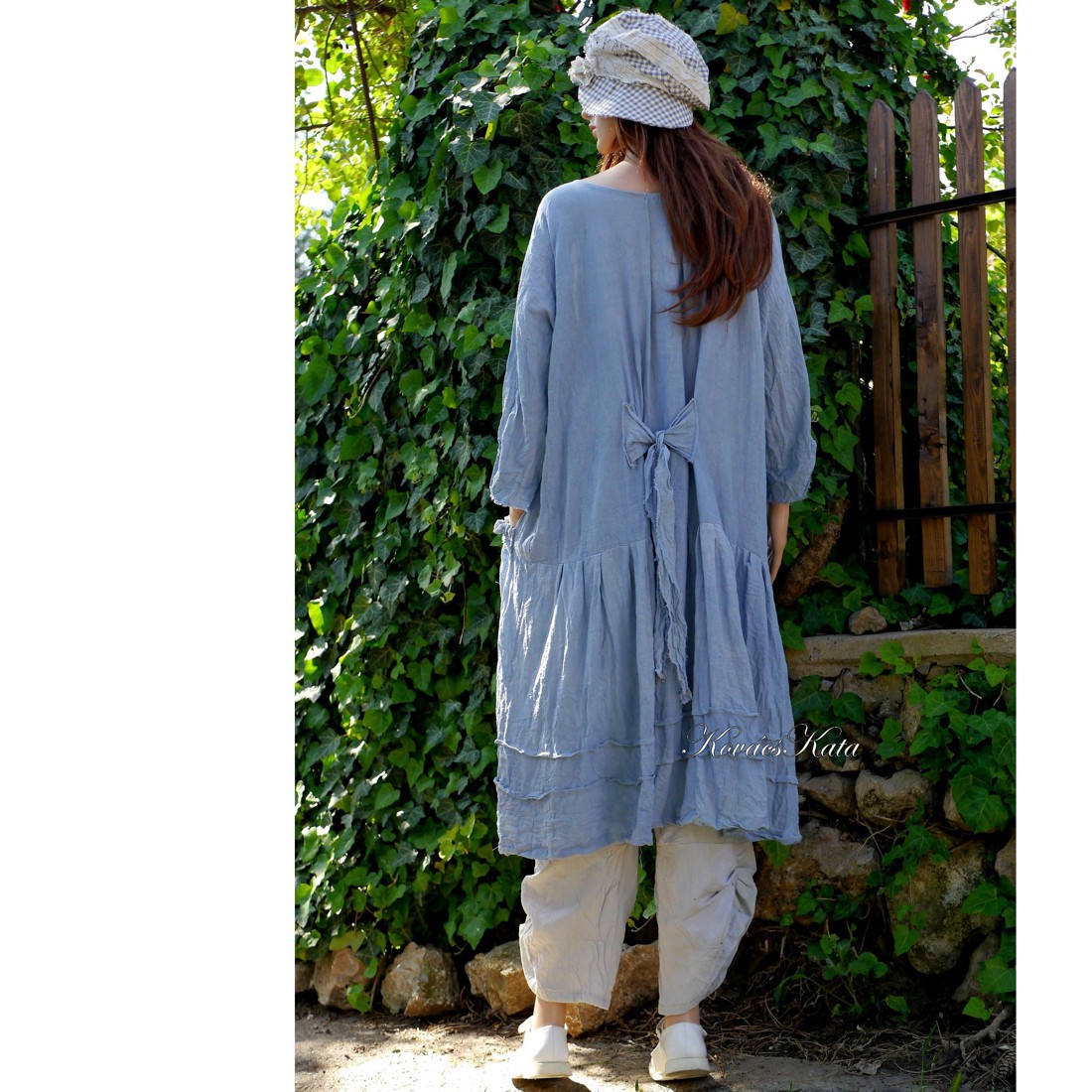 IBI-RUHA / albastru cer noros - rochie flapper lagenlook artsy - îmbrăcăminte și modă - haine damă - rochie, dintr-o bucată - Artynos.ro