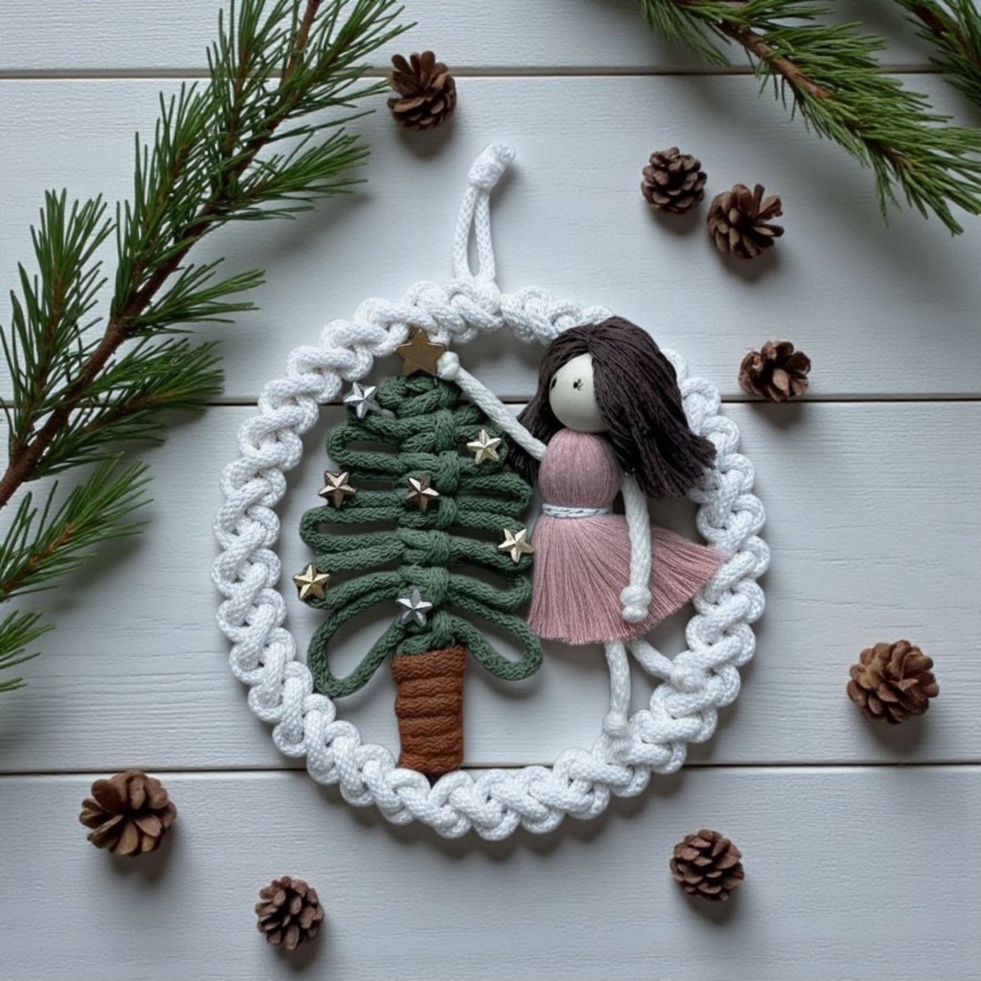 Decorațiuni de Crăciun Makramé - Copac înstelat și păpușă înger - crăciun - decorațiuni de crăciun de casă - decorațiuni pentru ușă de crăciun - Artynos.ro Decorațiuni de Crăciun Makramé - Copac înstelat și păpușă înger - crăciun - decorațiuni de crăciun de casă - decorațiuni pentru ușă de crăciun - Artynos.ro