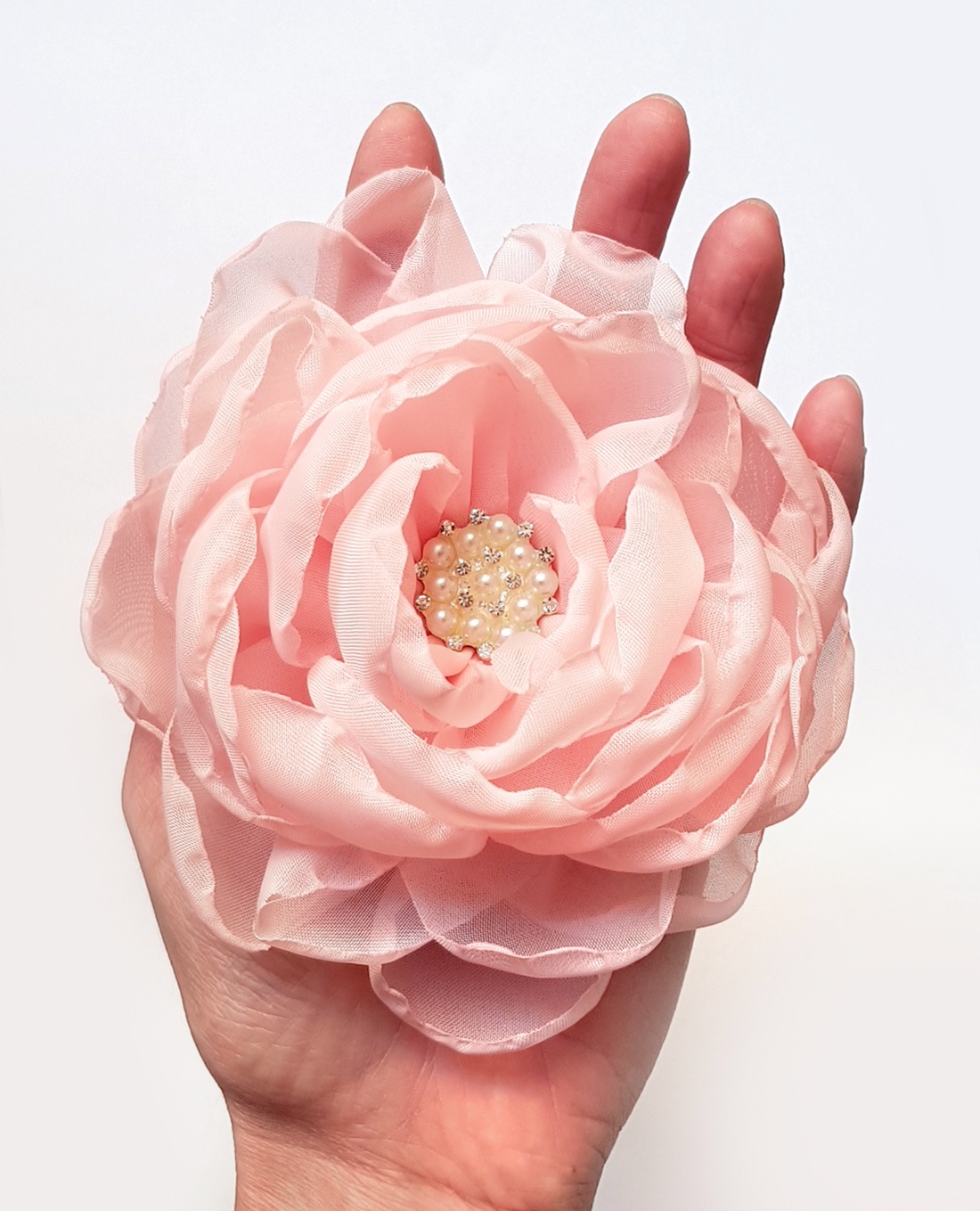 Floare roz pal din chifon pentru par - îmbrăcăminte și modă - accesorii păr - accesorii de păr - Artynos.ro