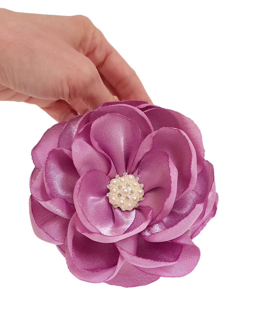 Floare roz din satin pentru par - îmbrăcăminte și modă - accesorii păr - accesorii de păr - Artynos.ro