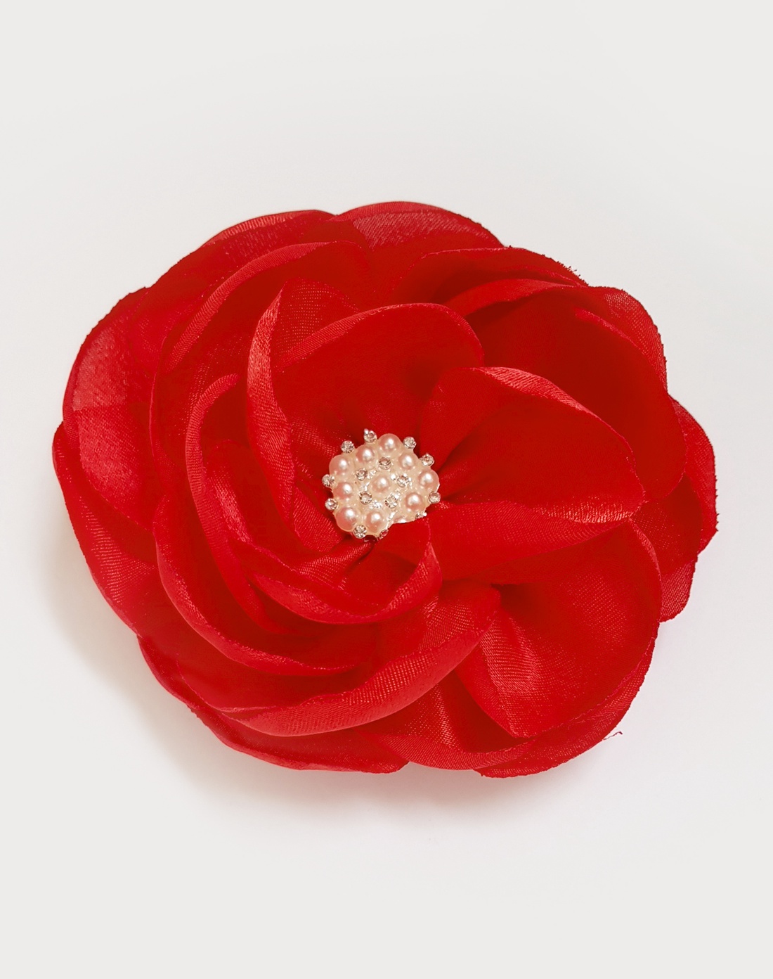 Floare rosie din satin pentru par - îmbrăcăminte și modă - accesorii păr - accesorii de păr - Artynos.ro