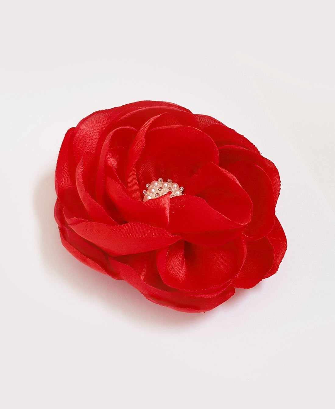 Floare rosie din satin pentru par - îmbrăcăminte și modă - accesorii păr - accesorii de păr - Artynos.ro