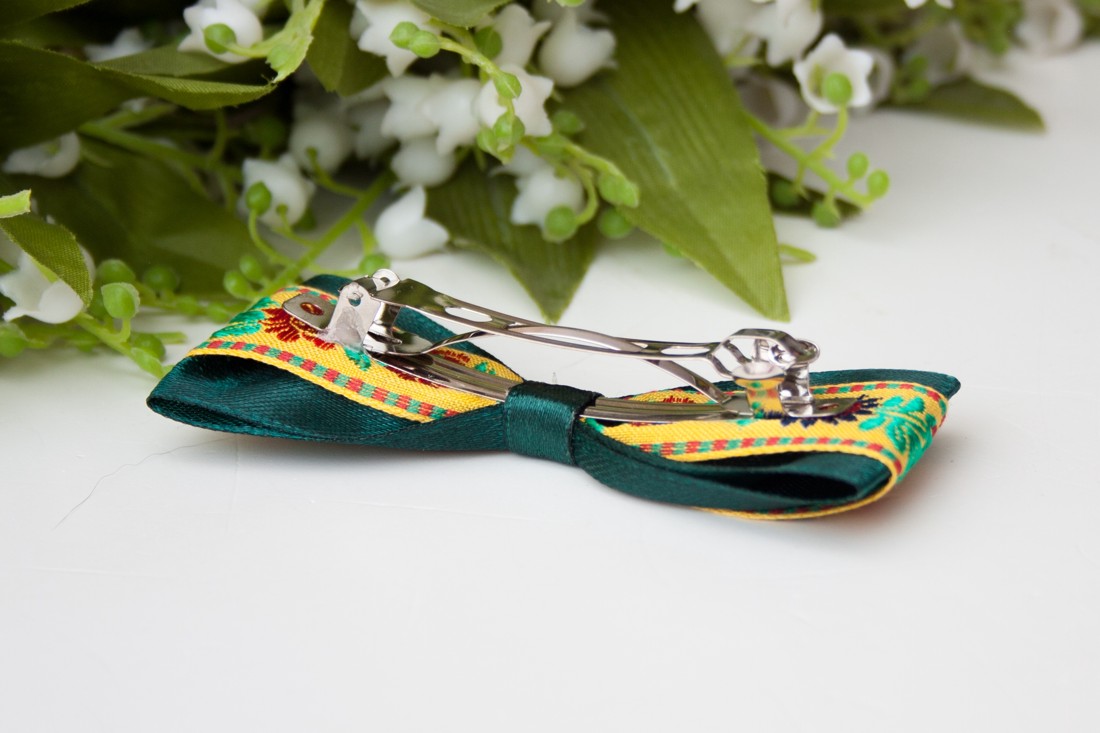 Clemă de păr cu model floral și model popular - Verde închis -  - Artynos.ro