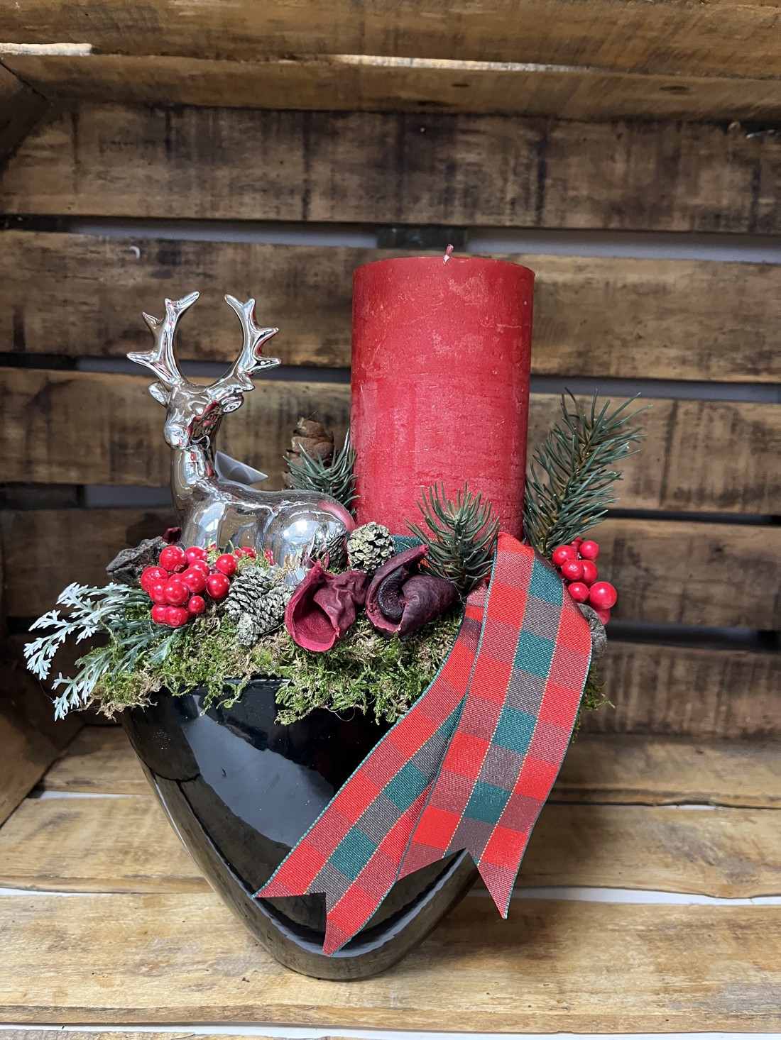 Ornament pentru masa de Advent Ren - crăciun - decorațiuni de crăciun de casă - decor pentru masă de crăciun - Artynos.ro