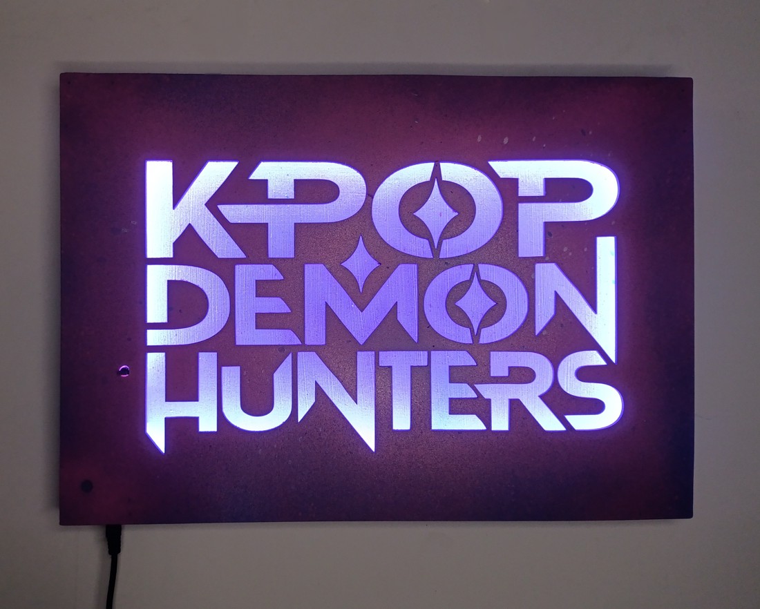 Fanii K-Pop Demon Hunters - pictură murală cu iluminare ambientală - casă & stil de viață - accesorii pentru decorat casa - picturi murale - artă de perete din lemn - Artynos.ro