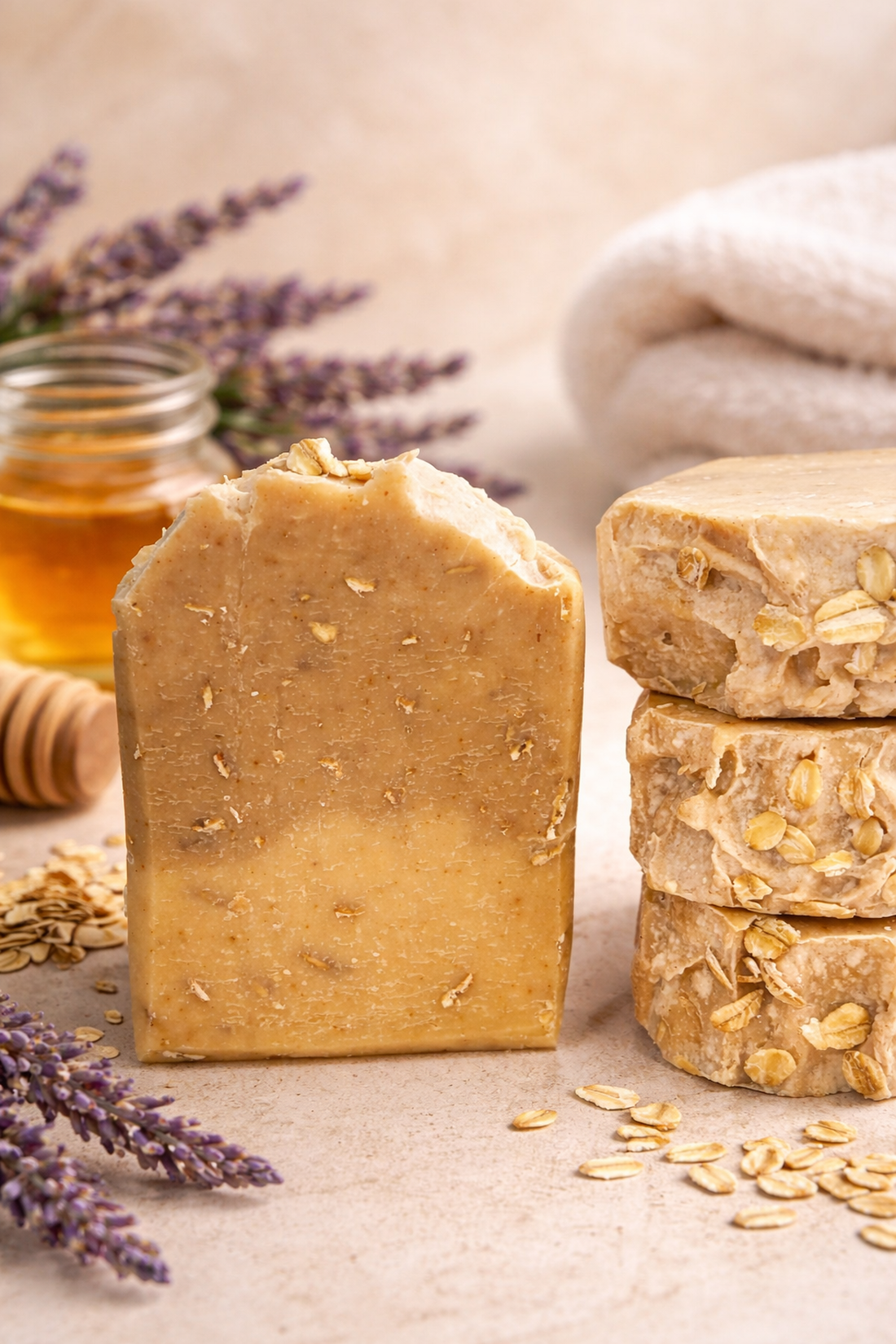 Ovăz si Lavandă � Săpun luxuriant exfoliant blând - igienă și înfrumusețare - săpunuri și articole de igienă - săpun artizanal - Artynos.ro