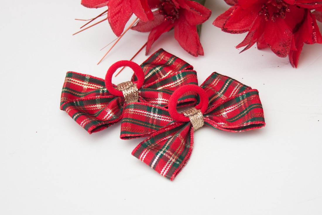 Masnis scrunchie - carouri roșu-verde de Crăciun -  - Artynos.ro