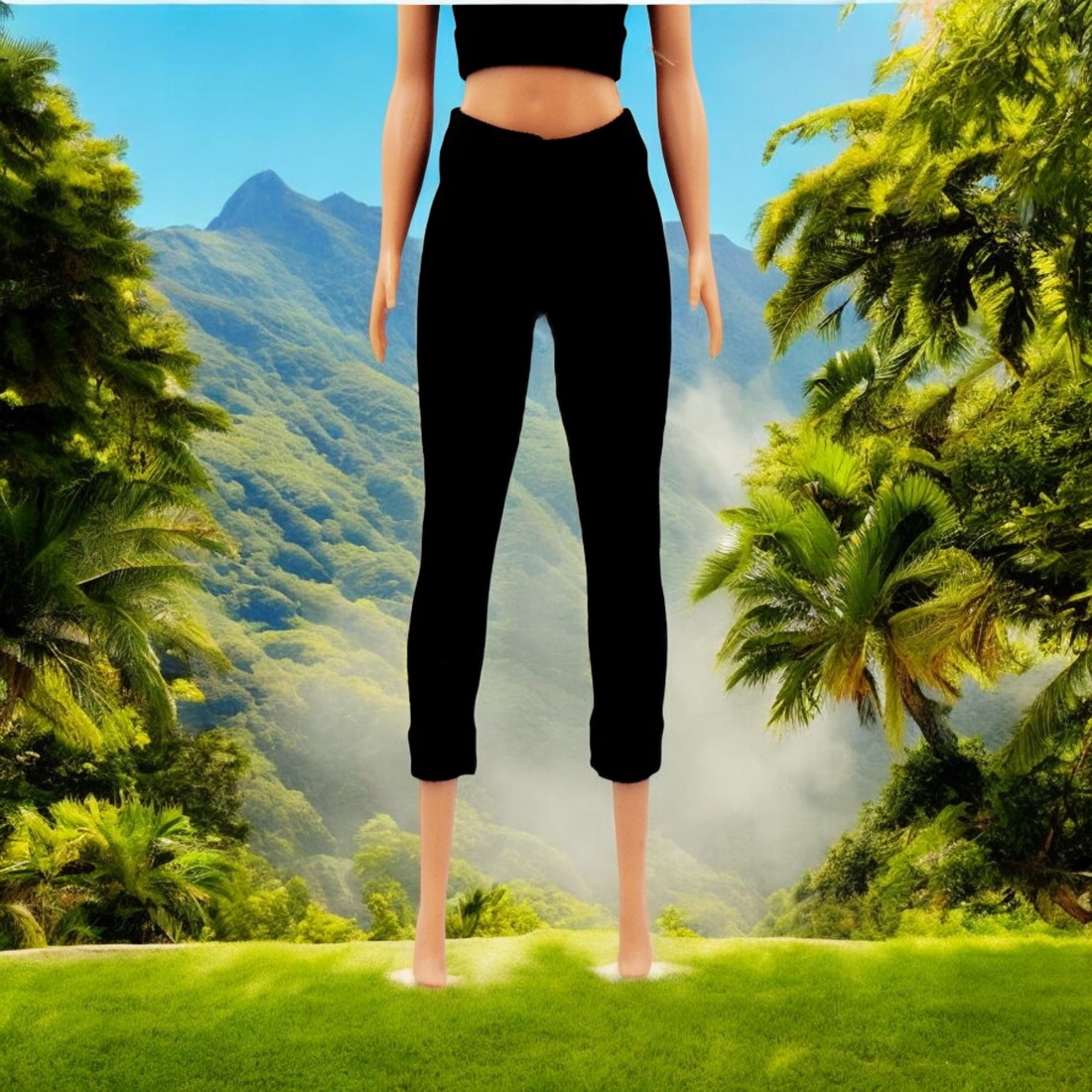 Pantaloni capri negri pentru păpușa Barbie, ciorapi, colanți  - ținută pentru păpuși de tip Barbie (a036fk) -  - Artynos.ro