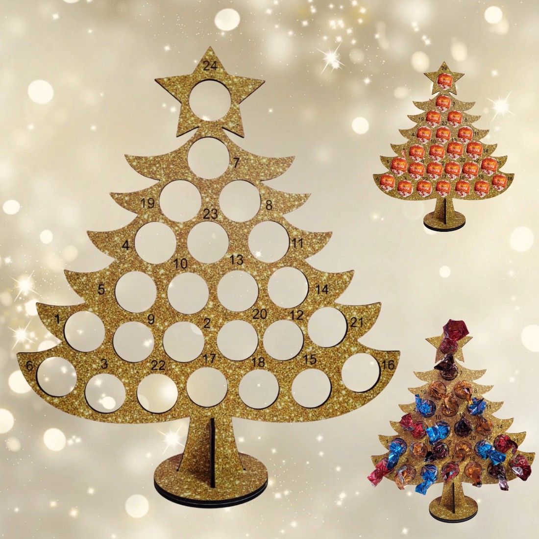 Calendar de advent cu ciocolată Pine - crăciun - decorațiuni de advent - calendar de advent - Artynos.ro