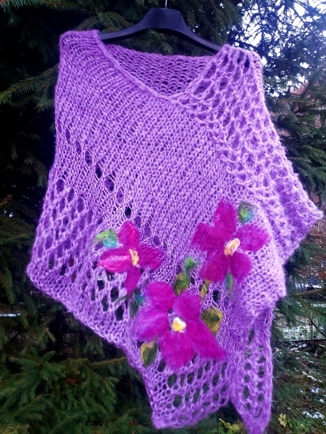 Poncho, capalet tricotat și impaslit  - îmbrăcăminte și modă - haine damă - poncho - Artynos.ro