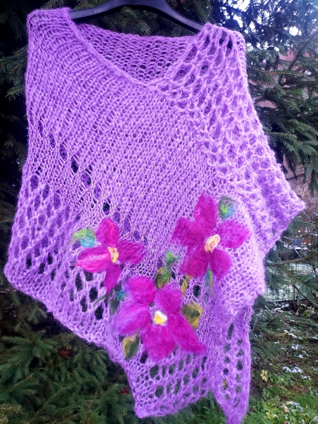 Poncho, capalet tricotat și impaslit  - îmbrăcăminte și modă - haine damă - poncho - Artynos.ro