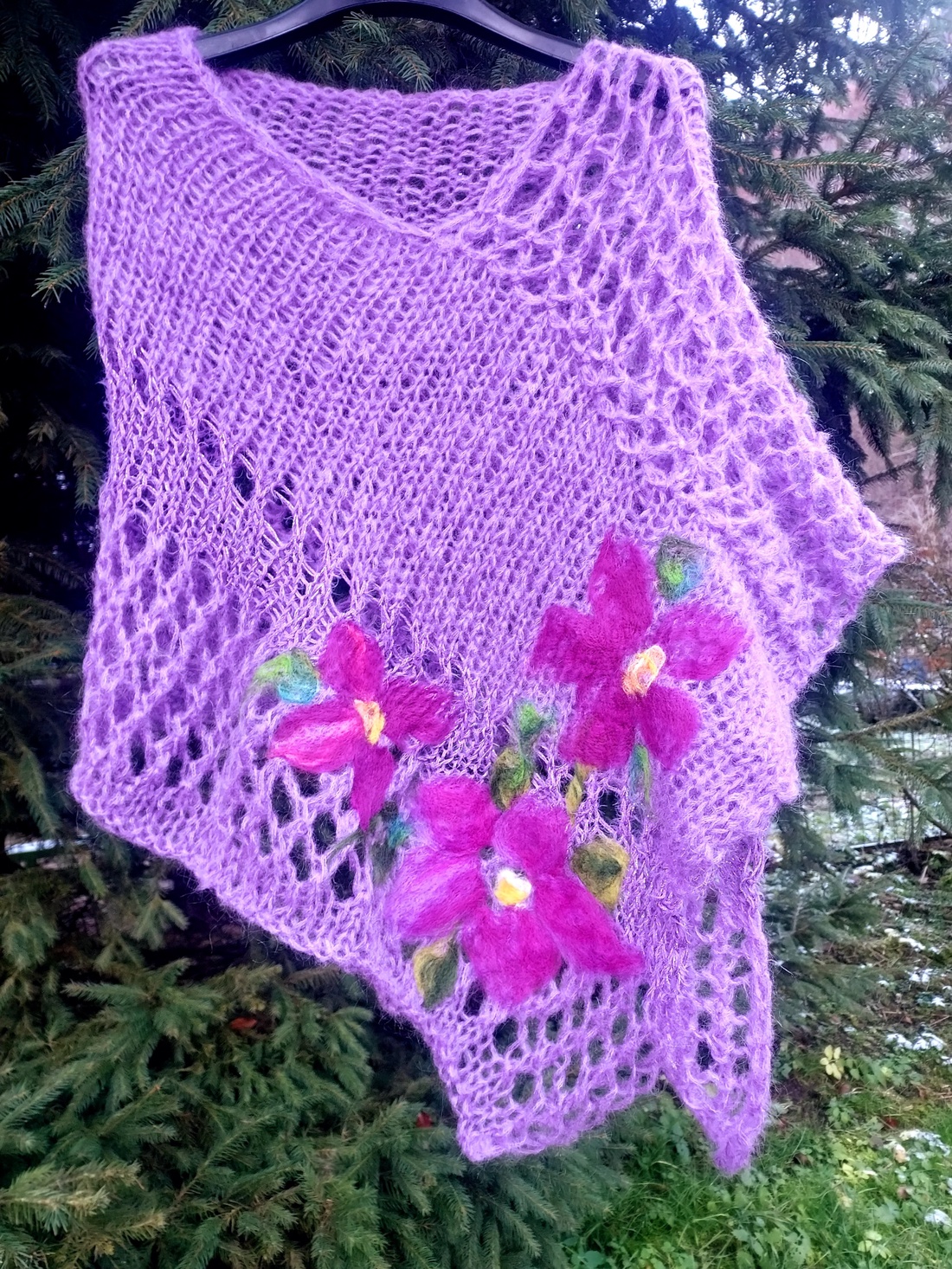 Poncho, capalet tricotat și impaslit  - îmbrăcăminte și modă - haine damă - poncho - Artynos.ro