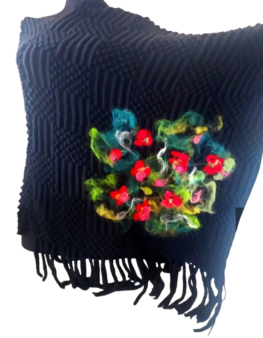 Poncho cu flori impaslite  - îmbrăcăminte și modă - haine damă - poncho - Artynos.ro