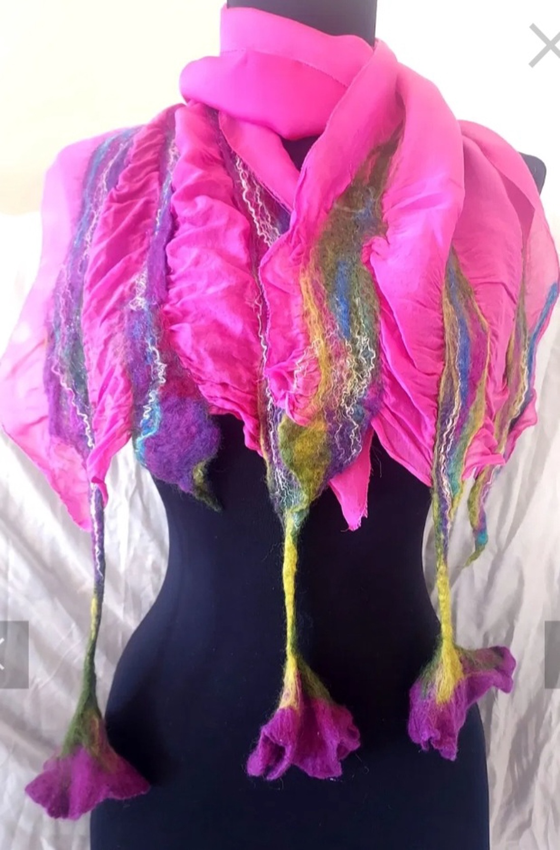 Eșarfă de mătase naturala împaslita  - îmbrăcăminte și modă - eșarfe, pălării, fularuri - șal, eșarfă de cap - Artynos.ro