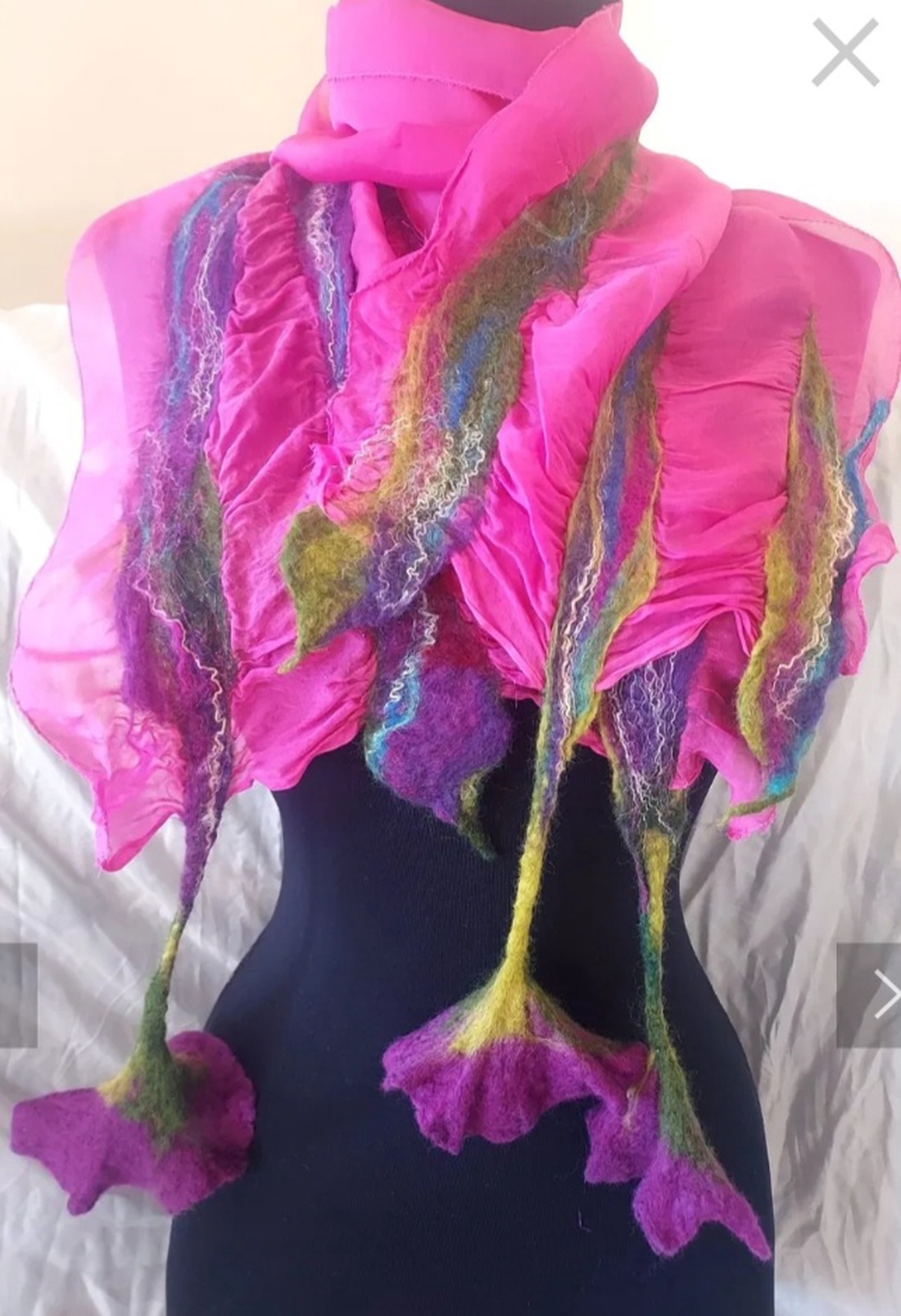 Eșarfă de mătase naturala împaslita  - îmbrăcăminte și modă - eșarfe, pălării, fularuri - șal, eșarfă de cap - Artynos.ro