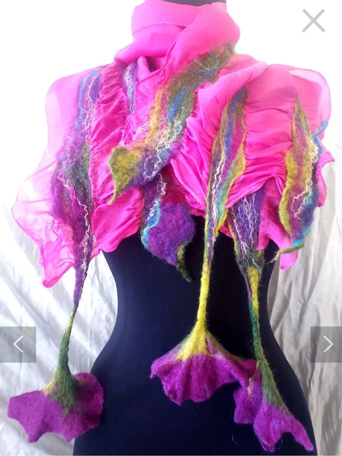 Eșarfă de mătase naturala împaslita  - îmbrăcăminte și modă - eșarfe, pălării, fularuri - șal, eșarfă de cap - Artynos.ro