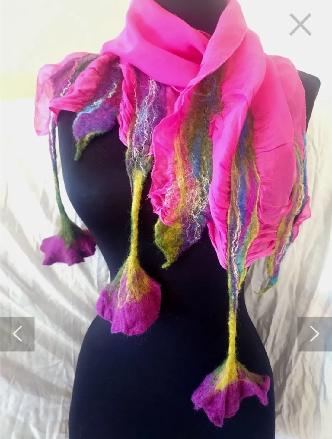 Eșarfă de mătase naturala împaslita  - îmbrăcăminte și modă - eșarfe, pălării, fularuri - șal, eșarfă de cap - Artynos.ro