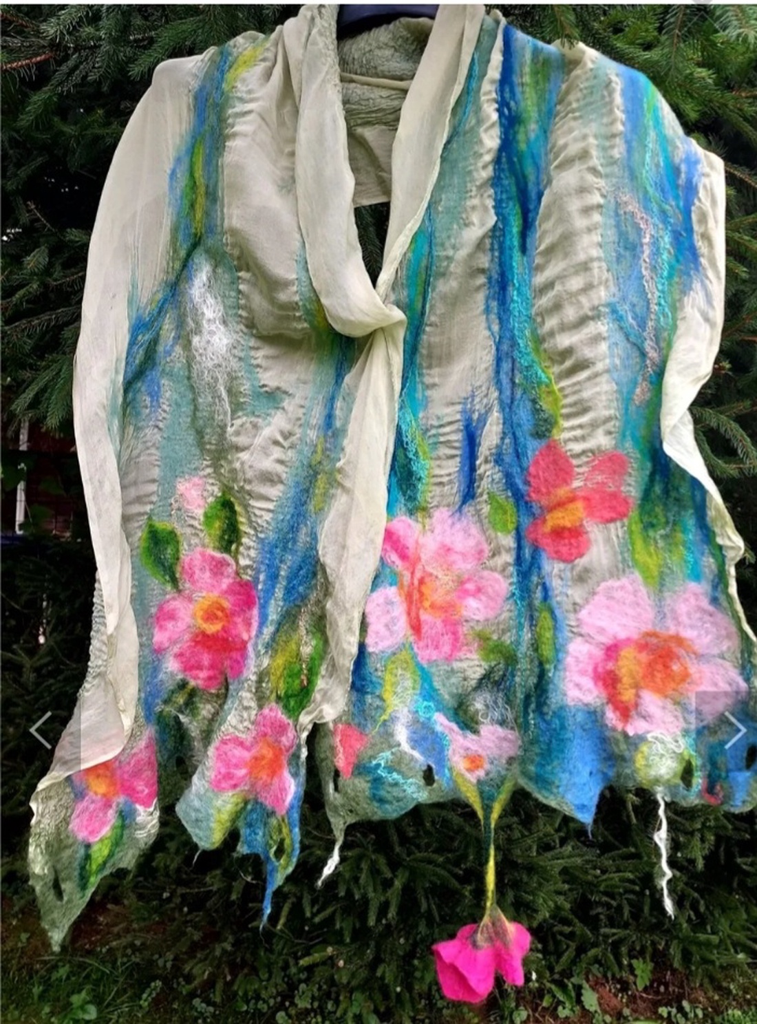 Eșarfă de mătase naturala împaslita  - îmbrăcăminte și modă - eșarfe, pălării, fularuri - șal, eșarfă de cap - Artynos.ro