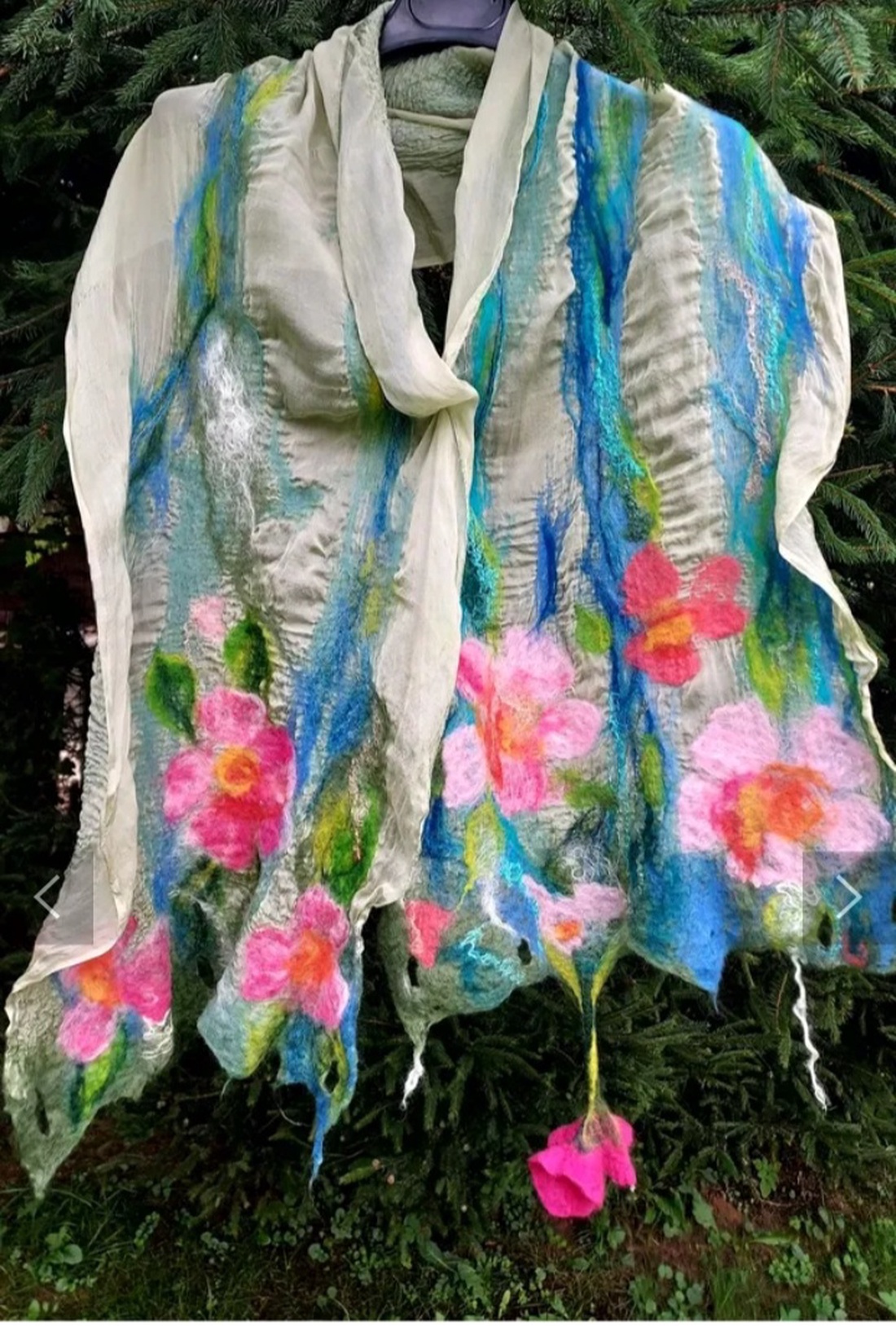 Eșarfă de mătase naturala împaslita  - îmbrăcăminte și modă - eșarfe, pălării, fularuri - șal, eșarfă de cap - Artynos.ro