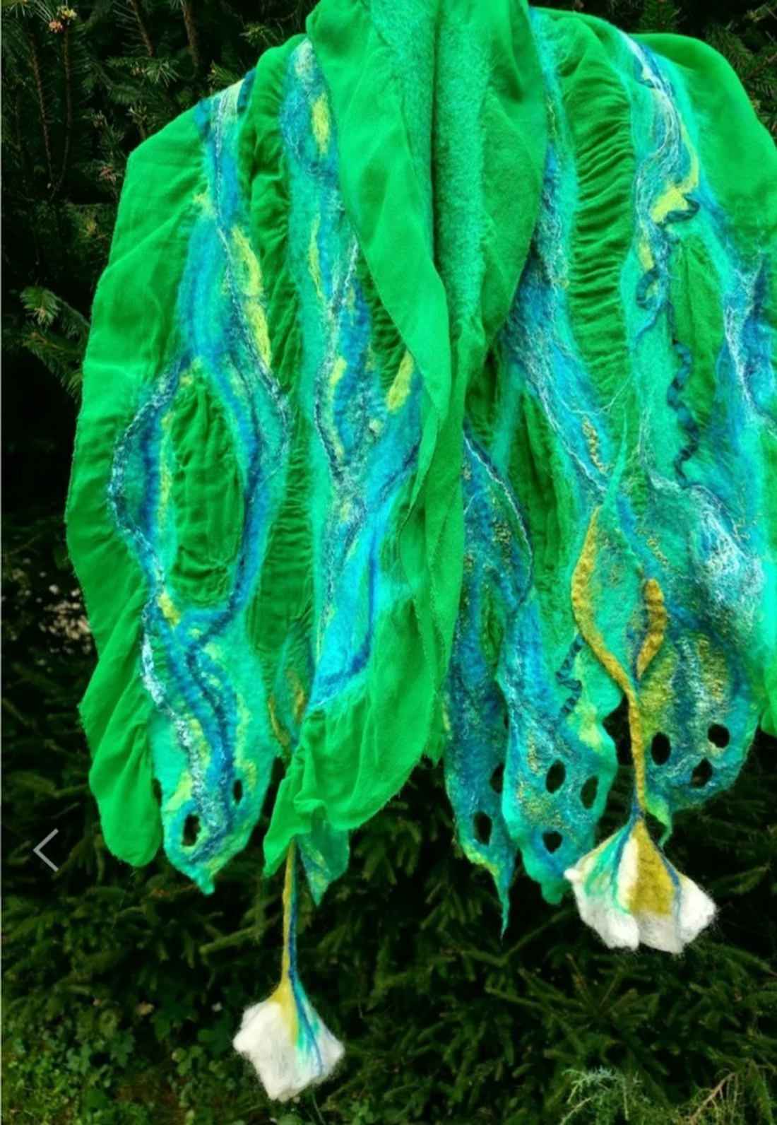 Eșarfă de mătase naturala împaslita  - îmbrăcăminte și modă - eșarfe, pălării, fularuri - șal, eșarfă de cap - Artynos.ro