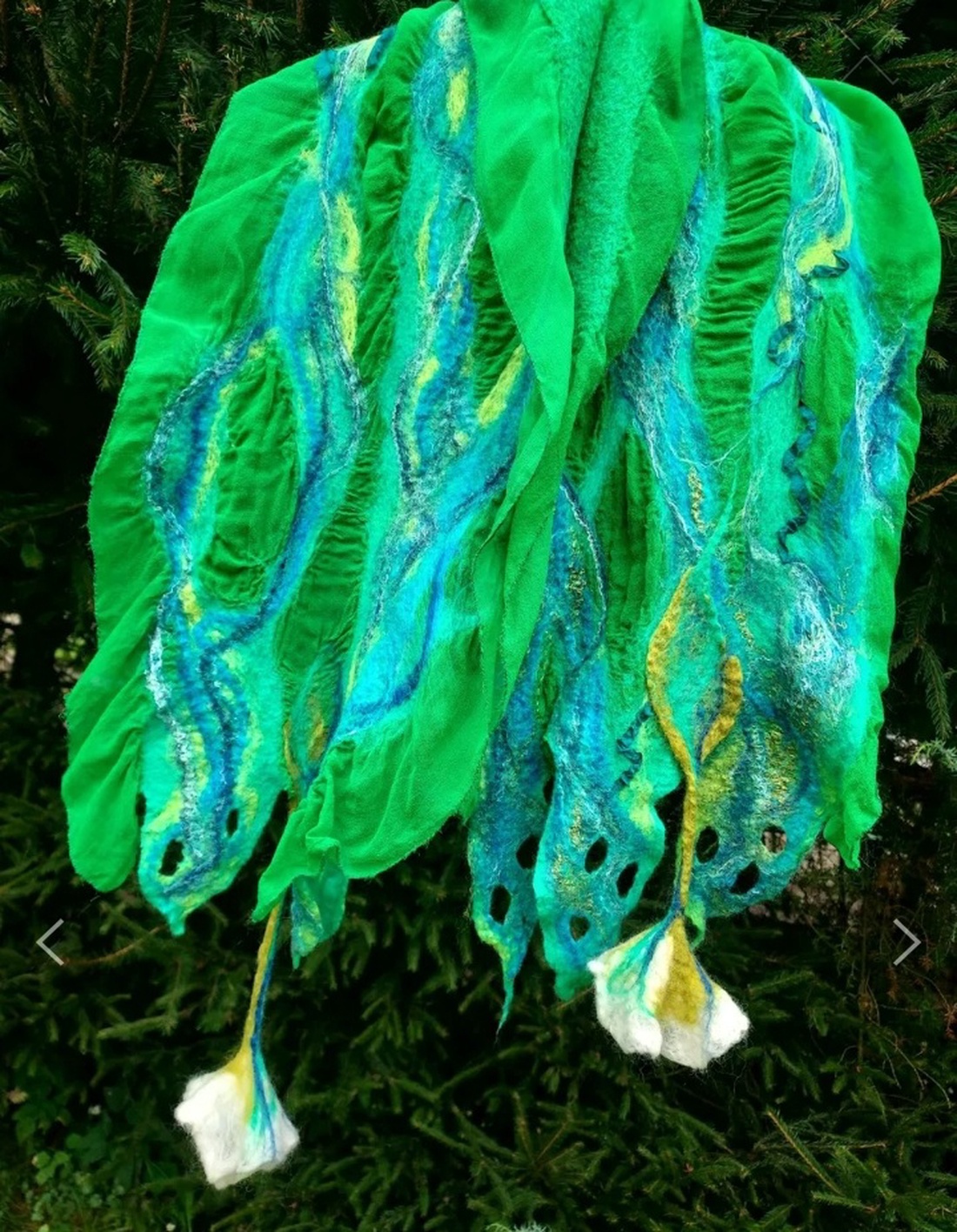 Eșarfă de mătase naturala împaslita  - îmbrăcăminte și modă - eșarfe, pălării, fularuri - șal, eșarfă de cap - Artynos.ro