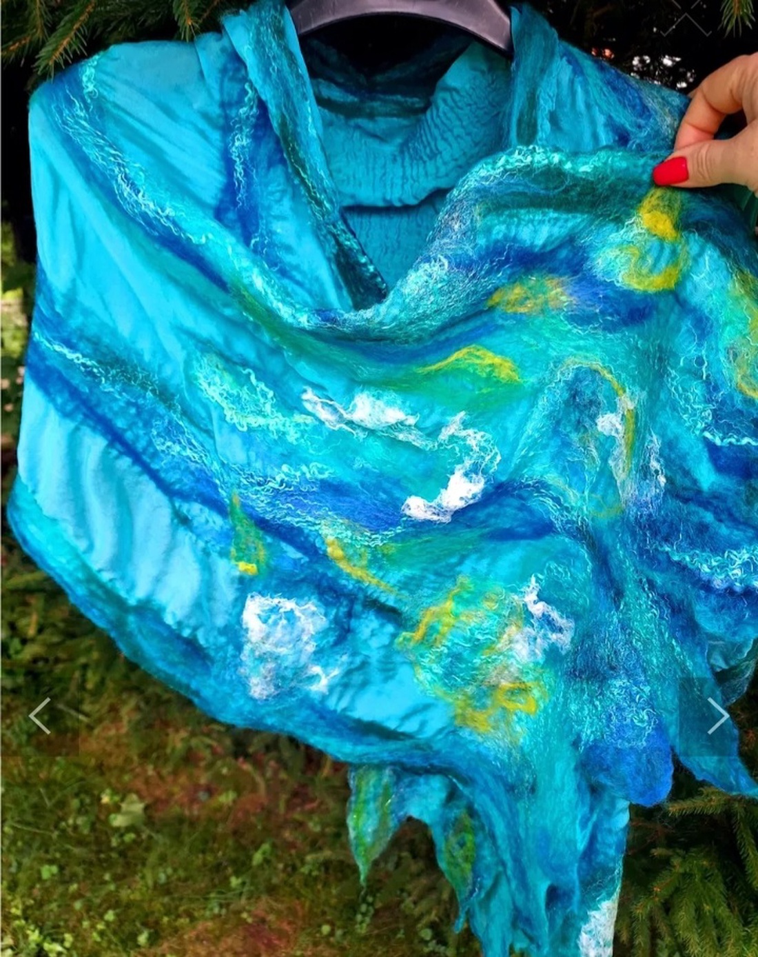 Eșarfă de mătase naturala împaslita  - îmbrăcăminte și modă - eșarfe, pălării, fularuri - șal, eșarfă de cap - Artynos.ro