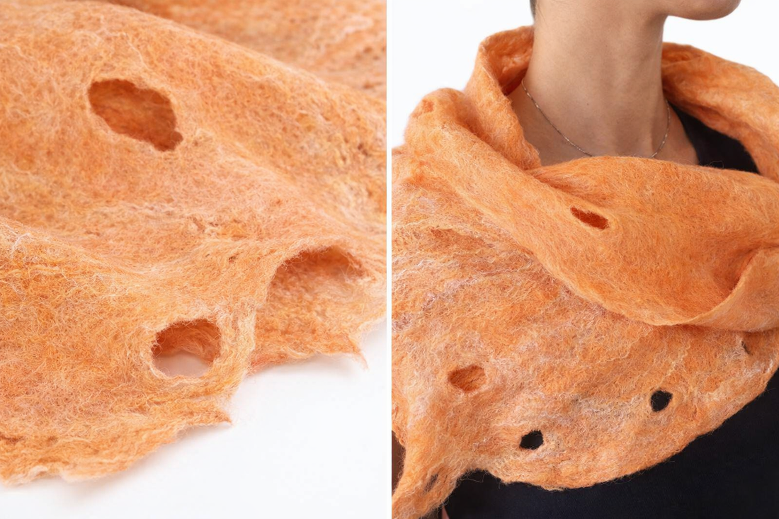 Eșarfă de mătase naturala împaslita  - îmbrăcăminte și modă - eșarfe, pălării, fularuri - șal, eșarfă de cap - Artynos.ro