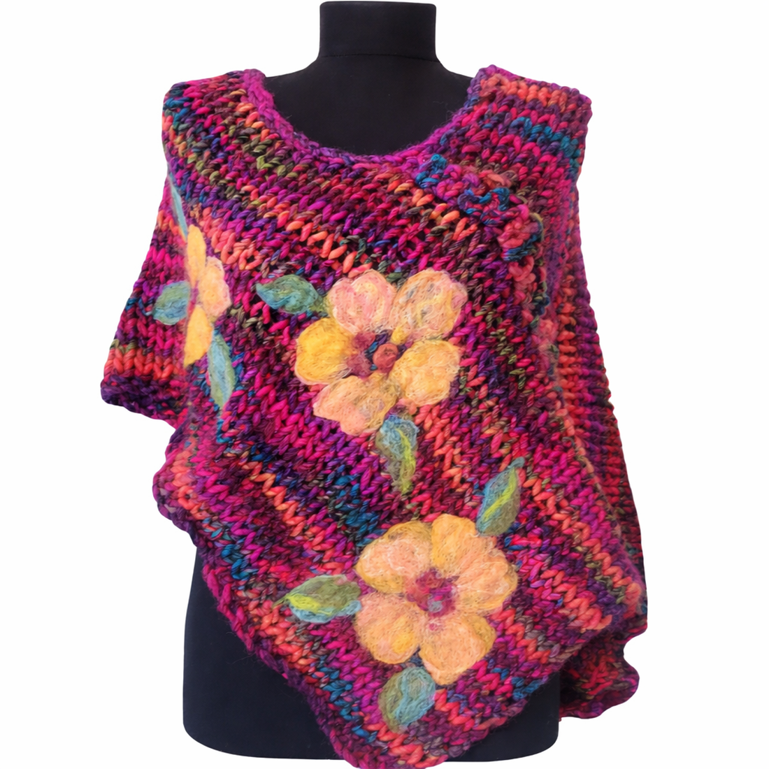 Poncho cu flori  - îmbrăcăminte și modă - haine damă - poncho - Artynos.ro