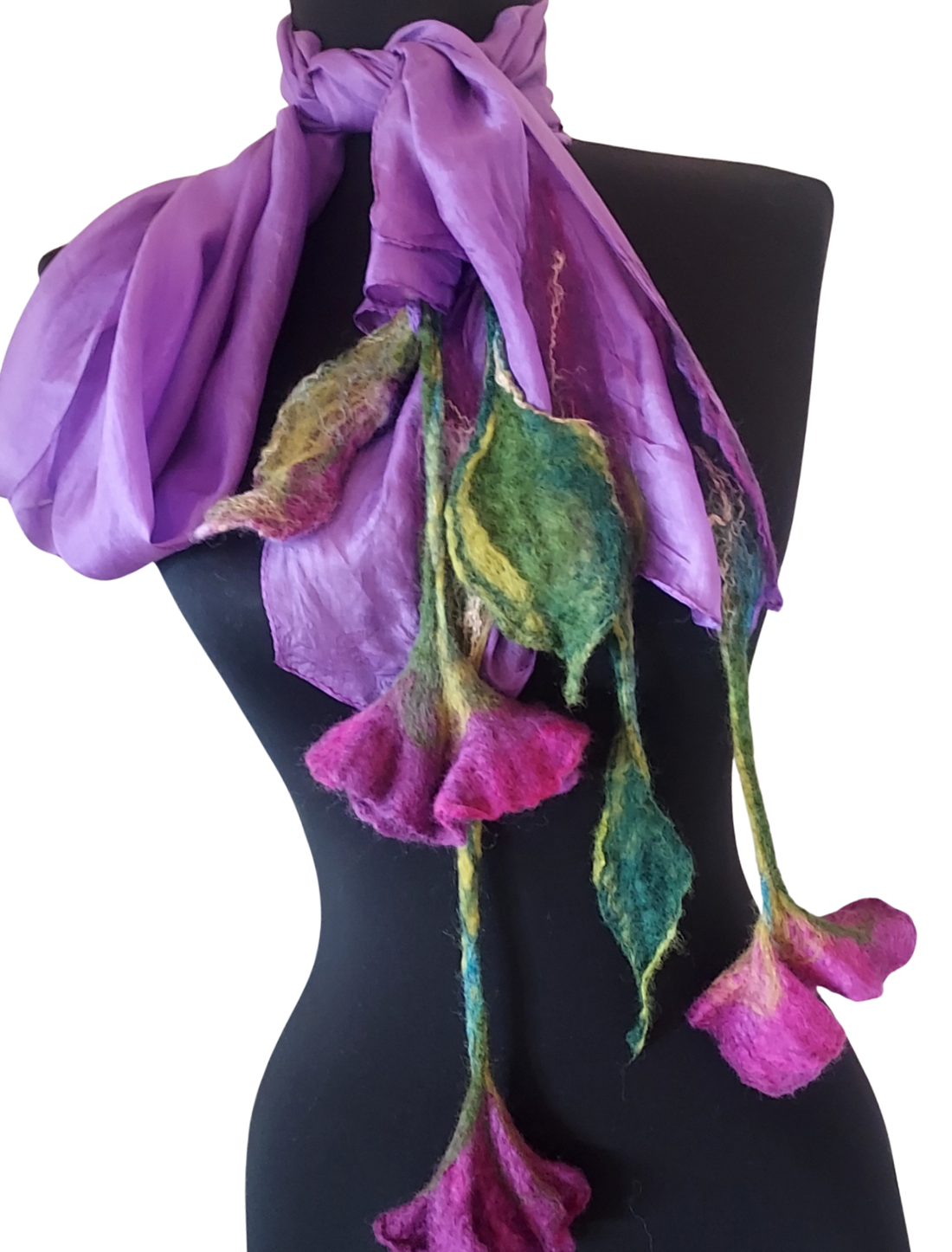 Eșarfă de mătase naturala împaslita  - îmbrăcăminte și modă - eșarfe, pălării, fularuri - șal, eșarfă de cap - Artynos.ro