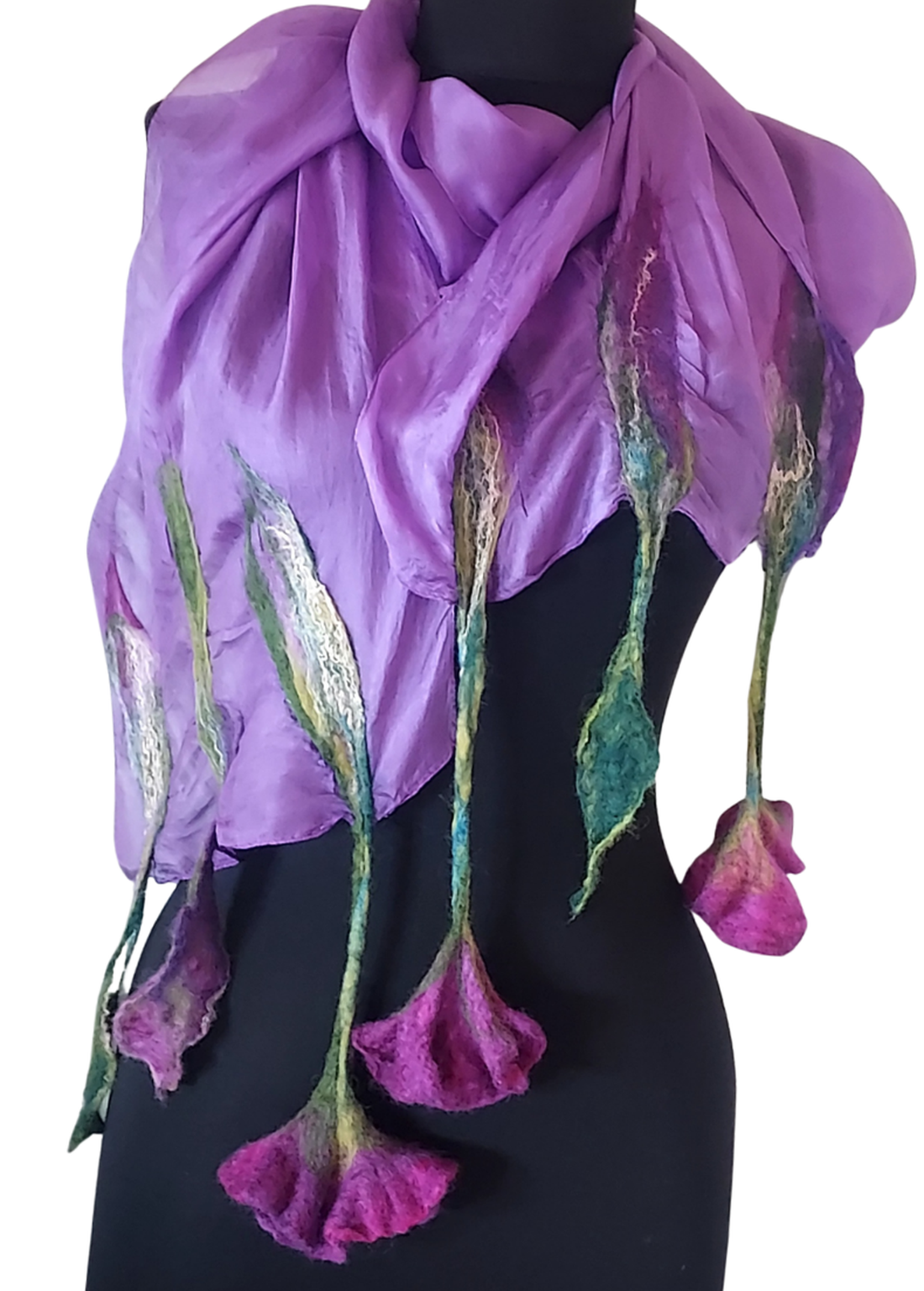 Eșarfă de mătase naturala împaslita  - îmbrăcăminte și modă - eșarfe, pălării, fularuri - șal, eșarfă de cap - Artynos.ro