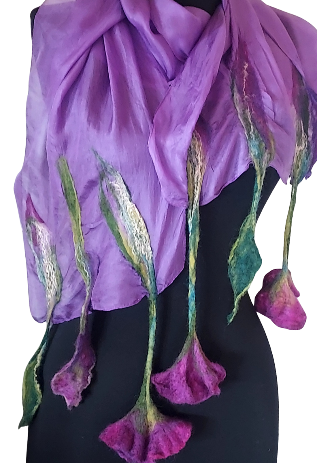 Eșarfă de mătase naturala împaslita  - îmbrăcăminte și modă - eșarfe, pălării, fularuri - șal, eșarfă de cap - Artynos.ro