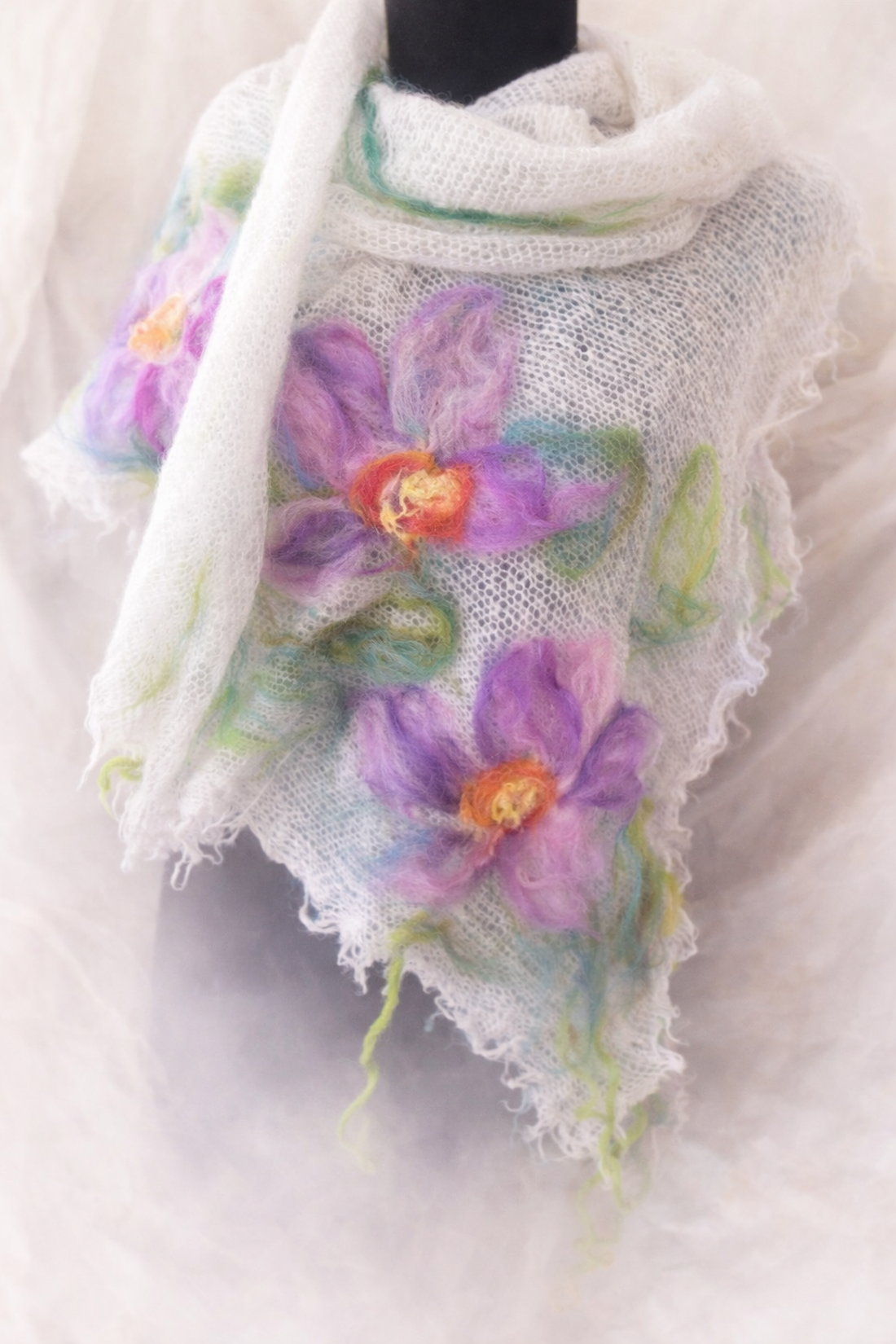 Sal cu flori impaslite  - îmbrăcăminte și modă - eșarfe, pălării, fularuri - bandă pentru cap - Artynos.ro