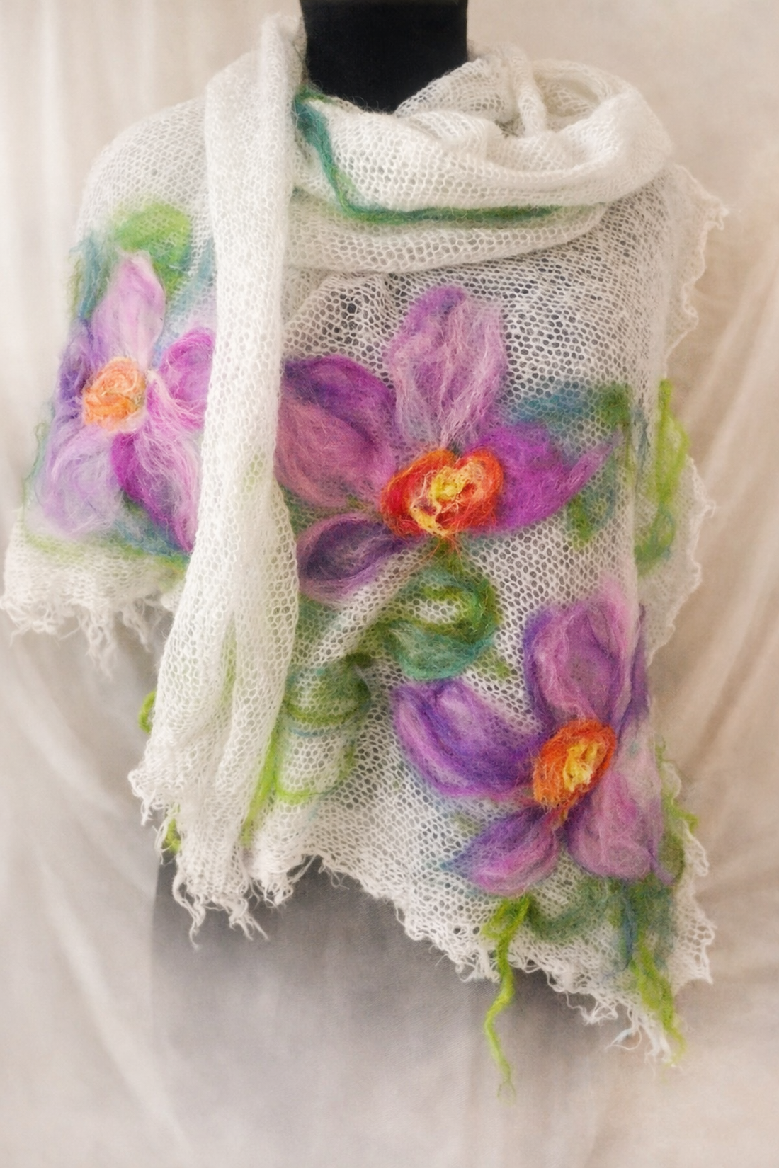 Sal cu flori impaslite  - îmbrăcăminte și modă - eșarfe, pălării, fularuri - bandă pentru cap - Artynos.ro