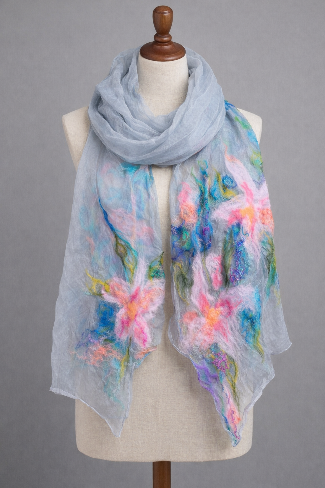 Eșarfă de mătase naturala împaslita  - îmbrăcăminte și modă - eșarfe, pălării, fularuri - șal, eșarfă de cap - Artynos.ro