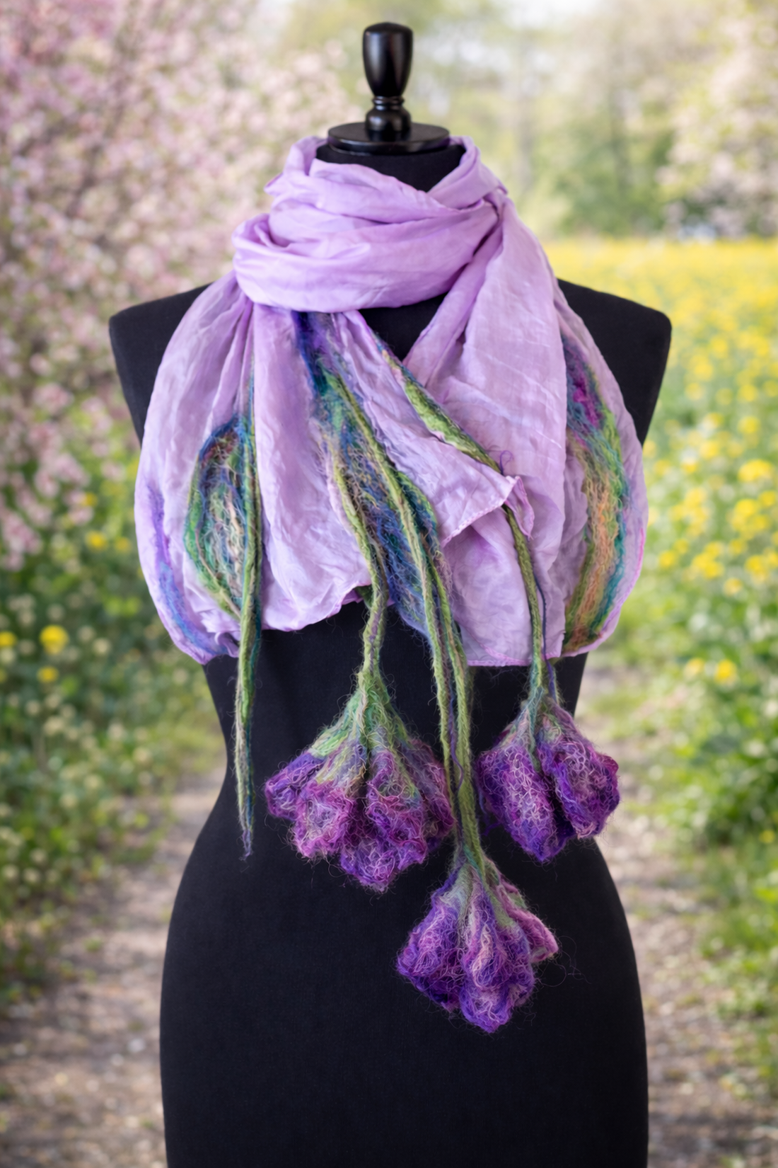 Eșarfă de mătase naturala împaslita  - îmbrăcăminte și modă - eșarfe, pălării, fularuri - șal, eșarfă de cap - Artynos.ro