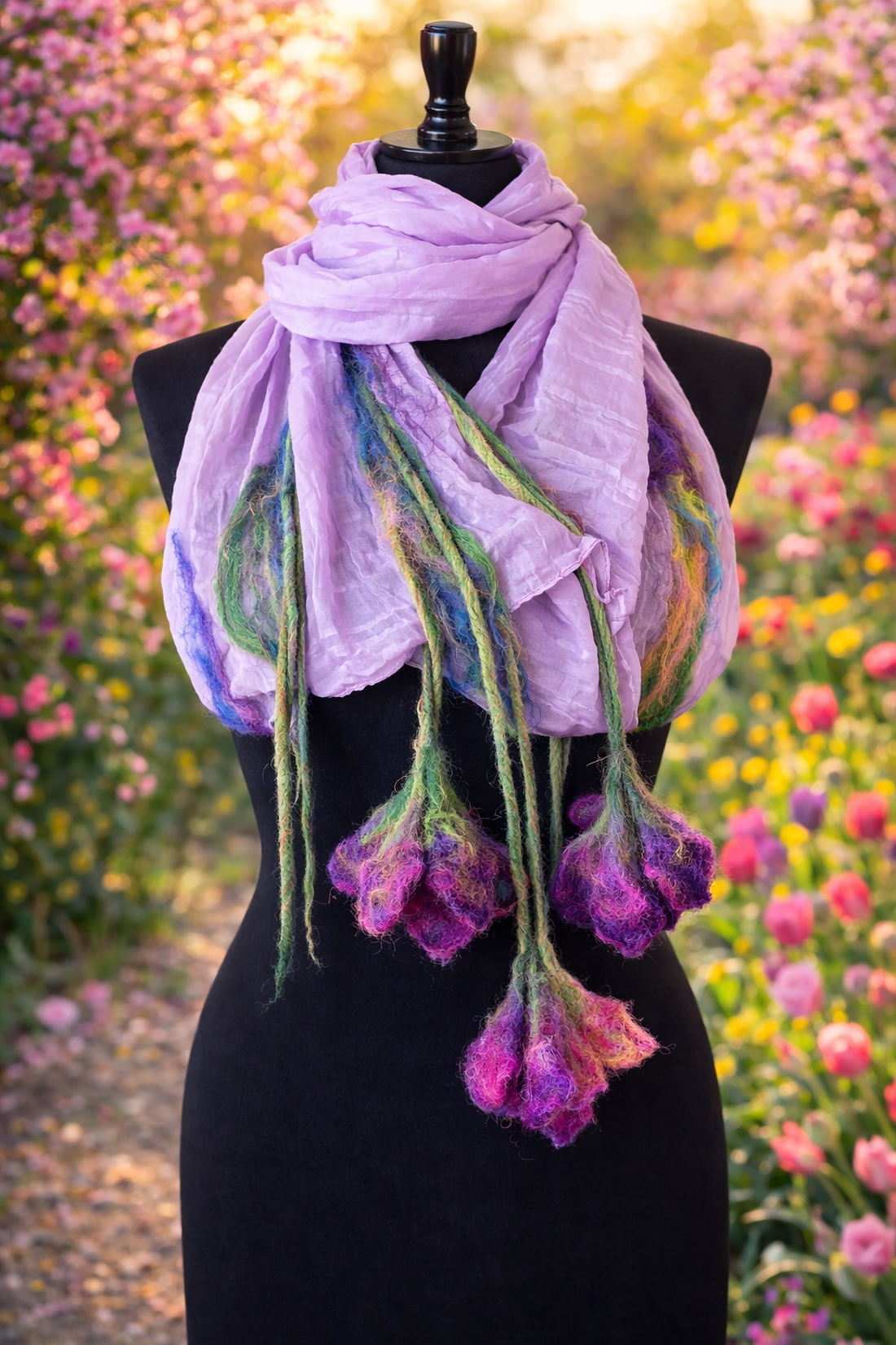 Eșarfă de mătase naturala împaslita  - îmbrăcăminte și modă - eșarfe, pălării, fularuri - șal, eșarfă de cap - Artynos.ro