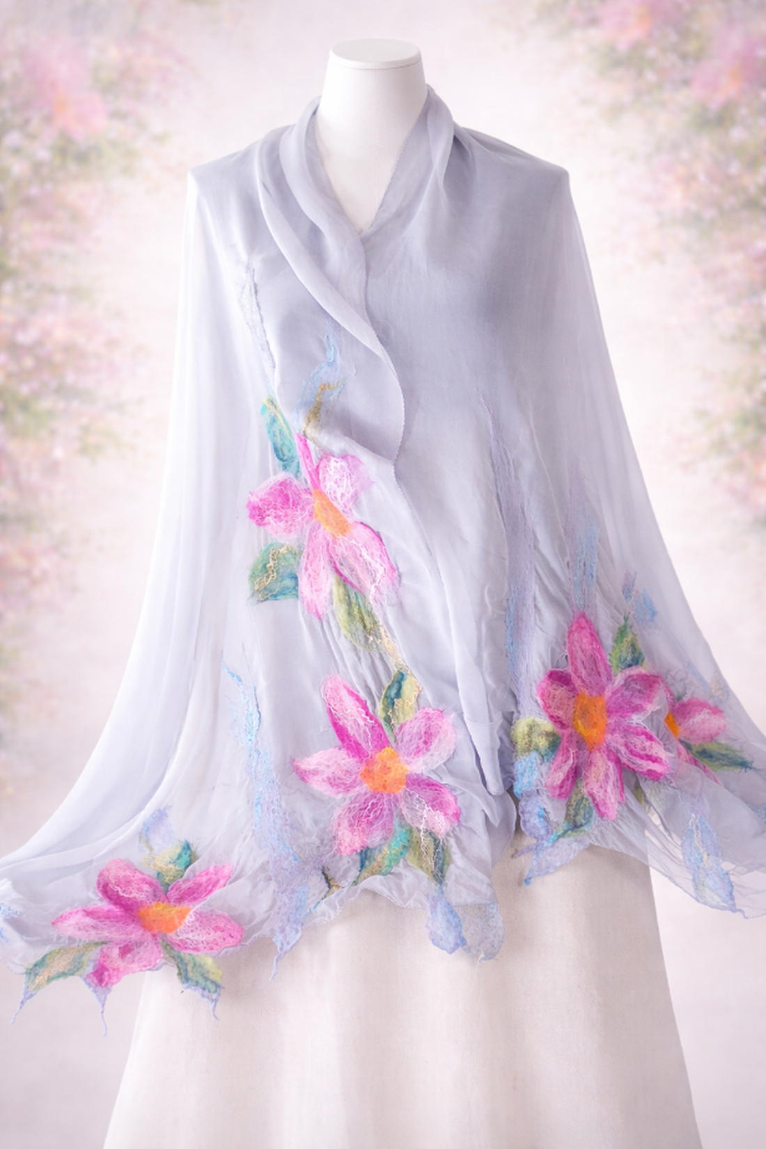 Eșarfă de mătase naturala împaslita  - îmbrăcăminte și modă - eșarfe, pălării, fularuri - bandă pentru cap - Artynos.ro