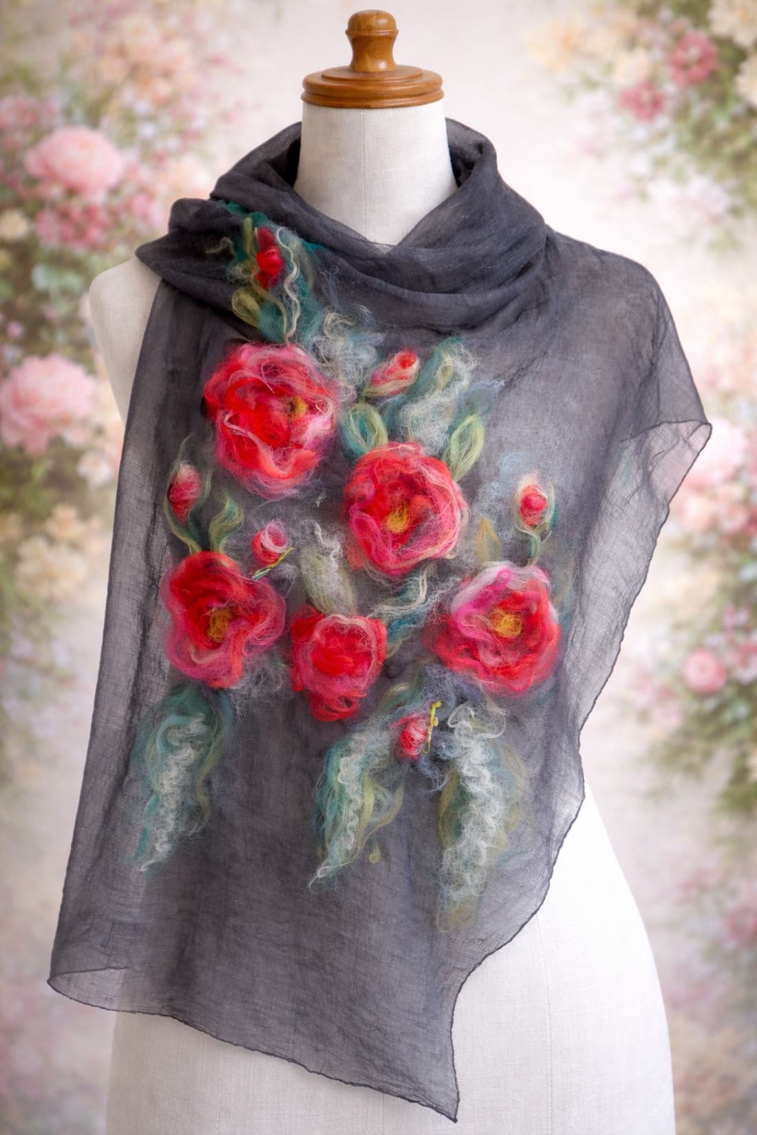 Eșarfă de mătase naturala împaslita  - îmbrăcăminte și modă - eșarfe, pălării, fularuri - eșarfe - Artynos.ro