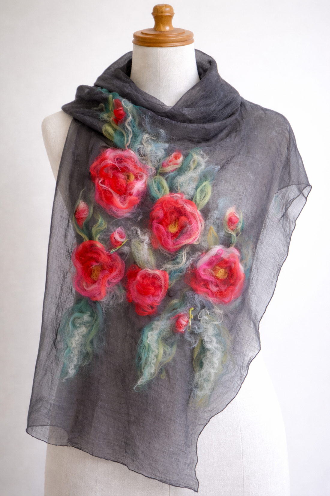 Eșarfă de mătase naturala împaslita  - îmbrăcăminte și modă - eșarfe, pălării, fularuri - eșarfe - Artynos.ro