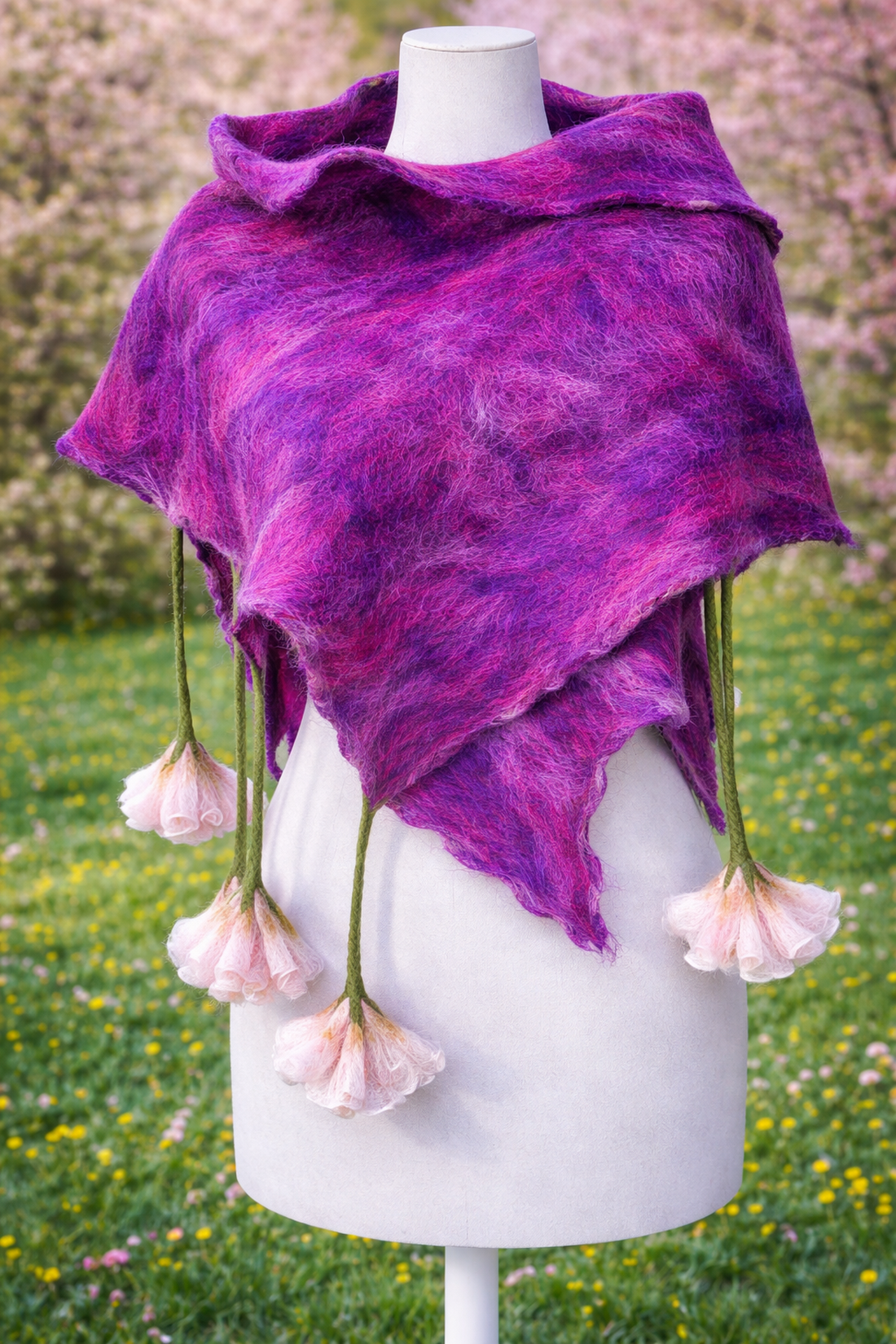 Sal de lana merinos și mătase naturala impaslita  - îmbrăcăminte și modă - eșarfe, pălării, fularuri - șal, eșarfă de cap - Artynos.ro