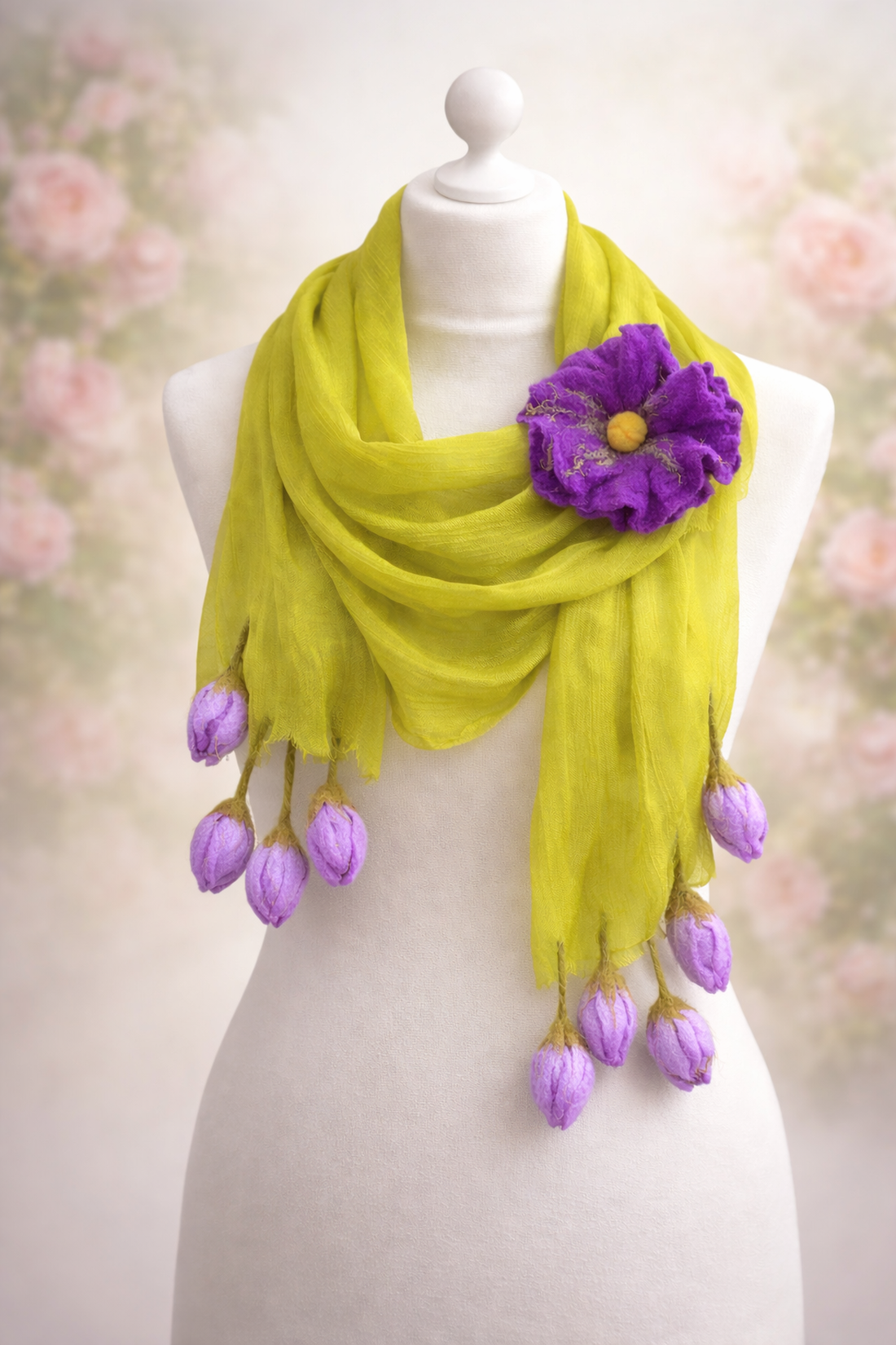 Eșarfă de mătase naturala împaslita  - îmbrăcăminte și modă - eșarfe, pălării, fularuri - eșarfe - Artynos.ro