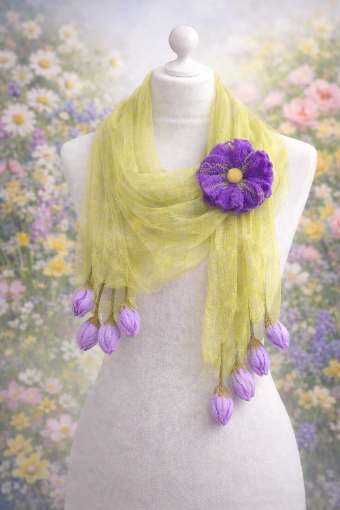 Eșarfă de mătase naturala împaslita  - îmbrăcăminte și modă - eșarfe, pălării, fularuri - eșarfe - Artynos.ro