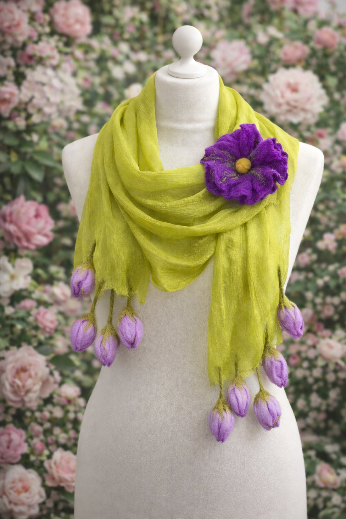 Eșarfă de mătase naturala împaslita  - îmbrăcăminte și modă - eșarfe, pălării, fularuri - eșarfe - Artynos.ro