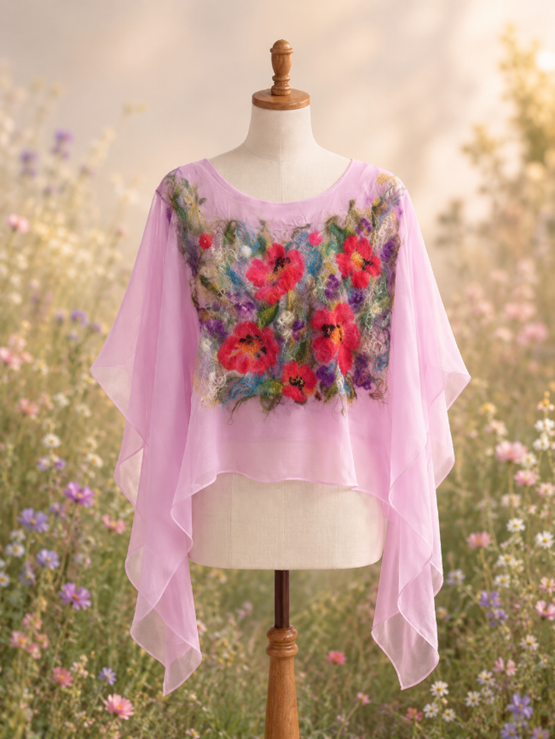 Flori de câmp  - îmbrăcăminte și modă - haine damă - poncho - Artynos.ro