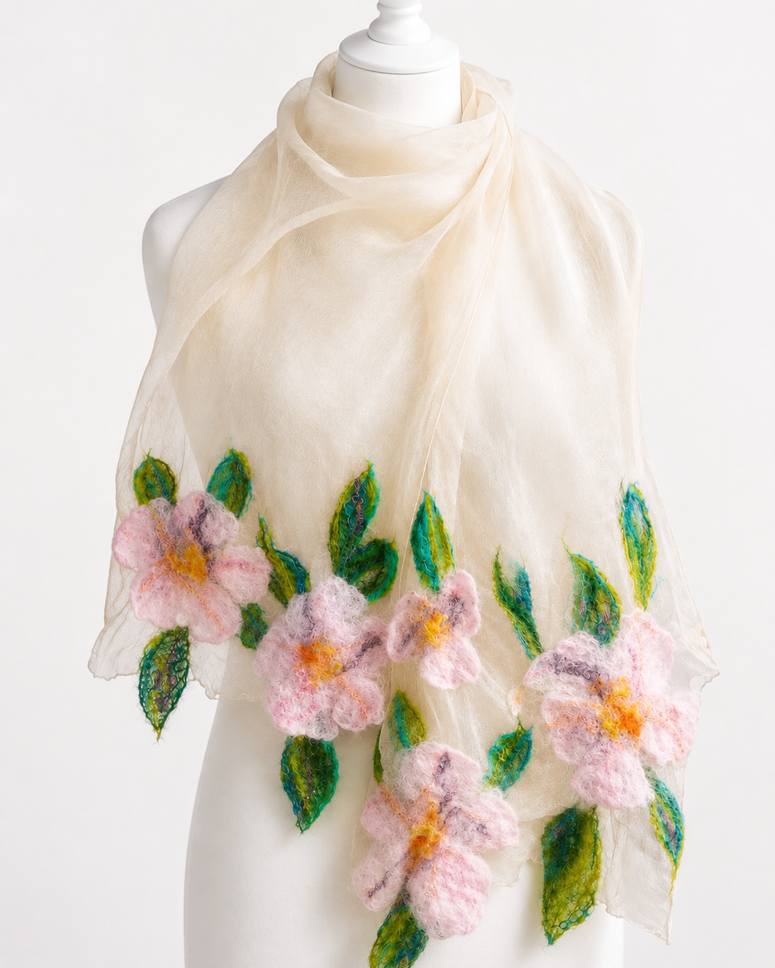 Esarfa de matase naturala ...handmade - îmbrăcăminte și modă - eșarfe, pălării, fularuri - eșarfe - Artynos.ro