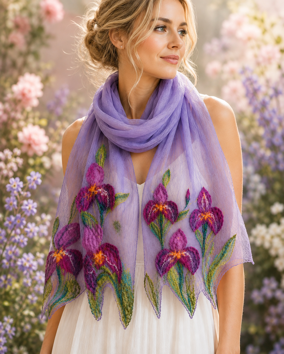 Esarfa de matase naturala ...handmade - îmbrăcăminte și modă - eșarfe, pălării, fularuri - eșarfe - Artynos.ro