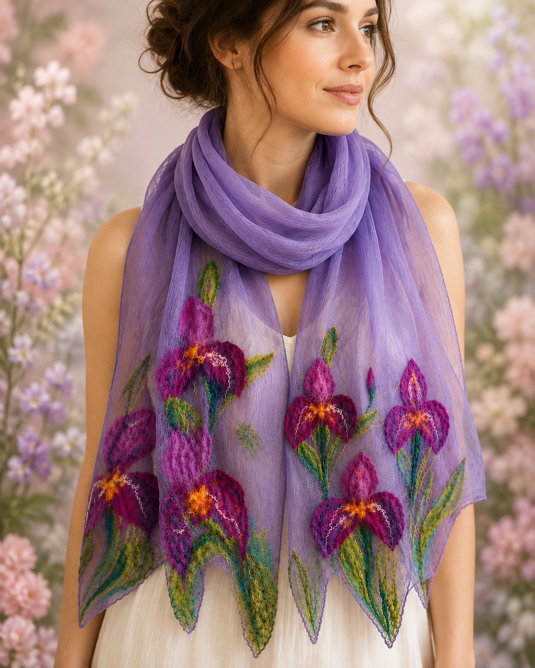 Esarfa de matase naturala ...handmade - îmbrăcăminte și modă - eșarfe, pălării, fularuri - eșarfe - Artynos.ro